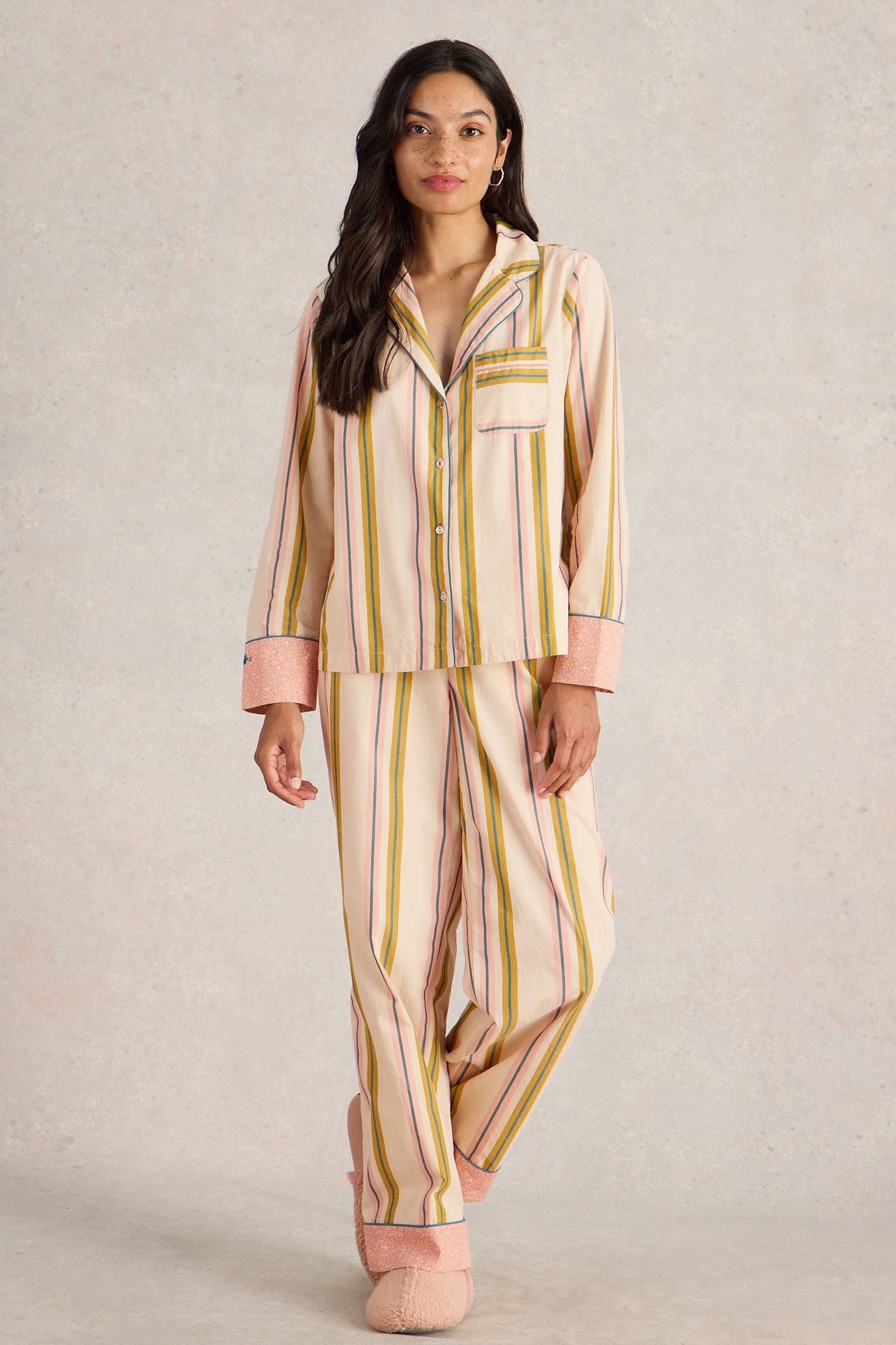 NINA ORGANIC STRIPE PJ SHIRT IVORY MULTI 3