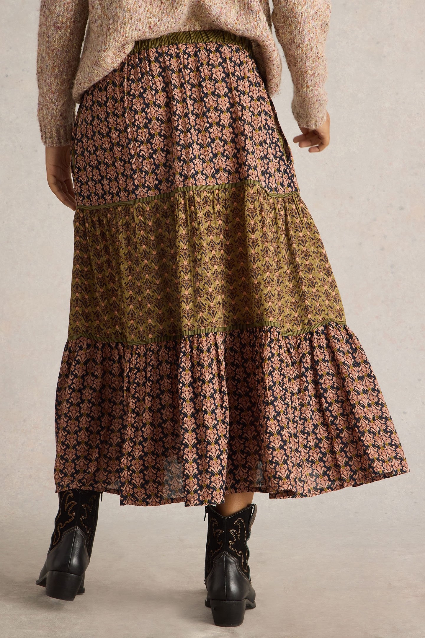 MABEL MIXED PRINT SKIRT BLACK MULTI 2