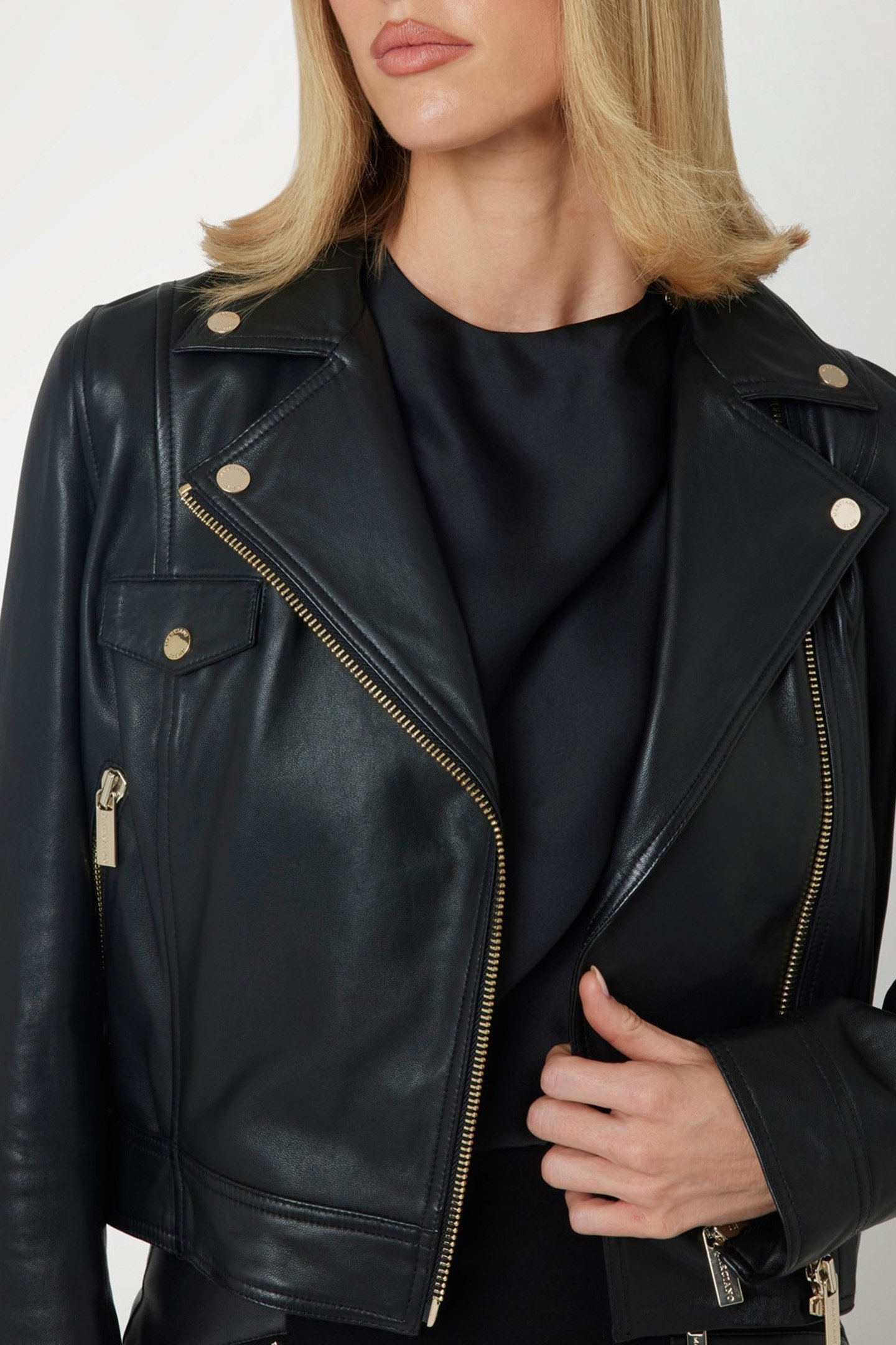 LUANA LEATHER JACKET JET BLACK A996 5