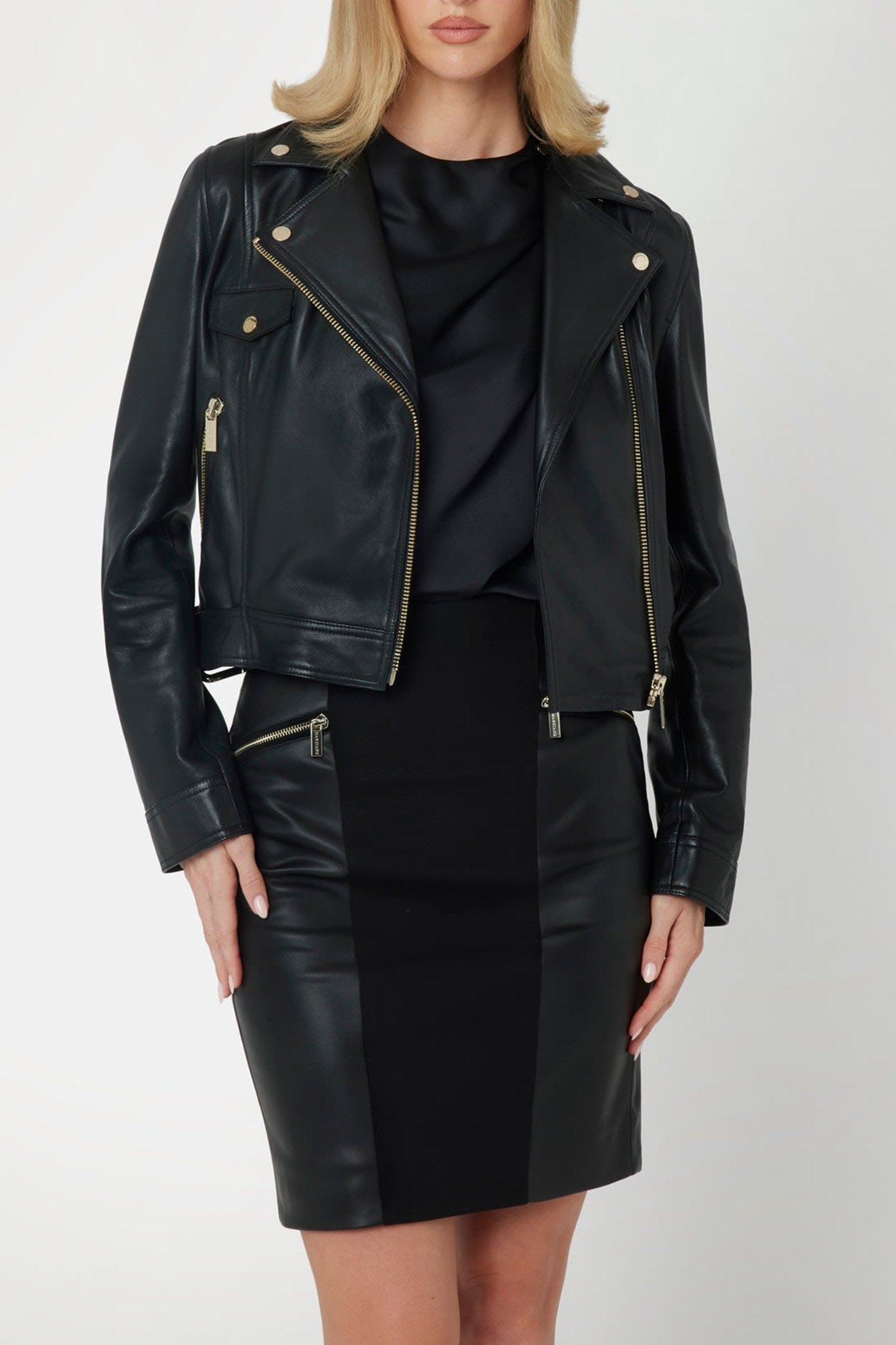 LUANA LEATHER JACKET JET BLACK A996 1