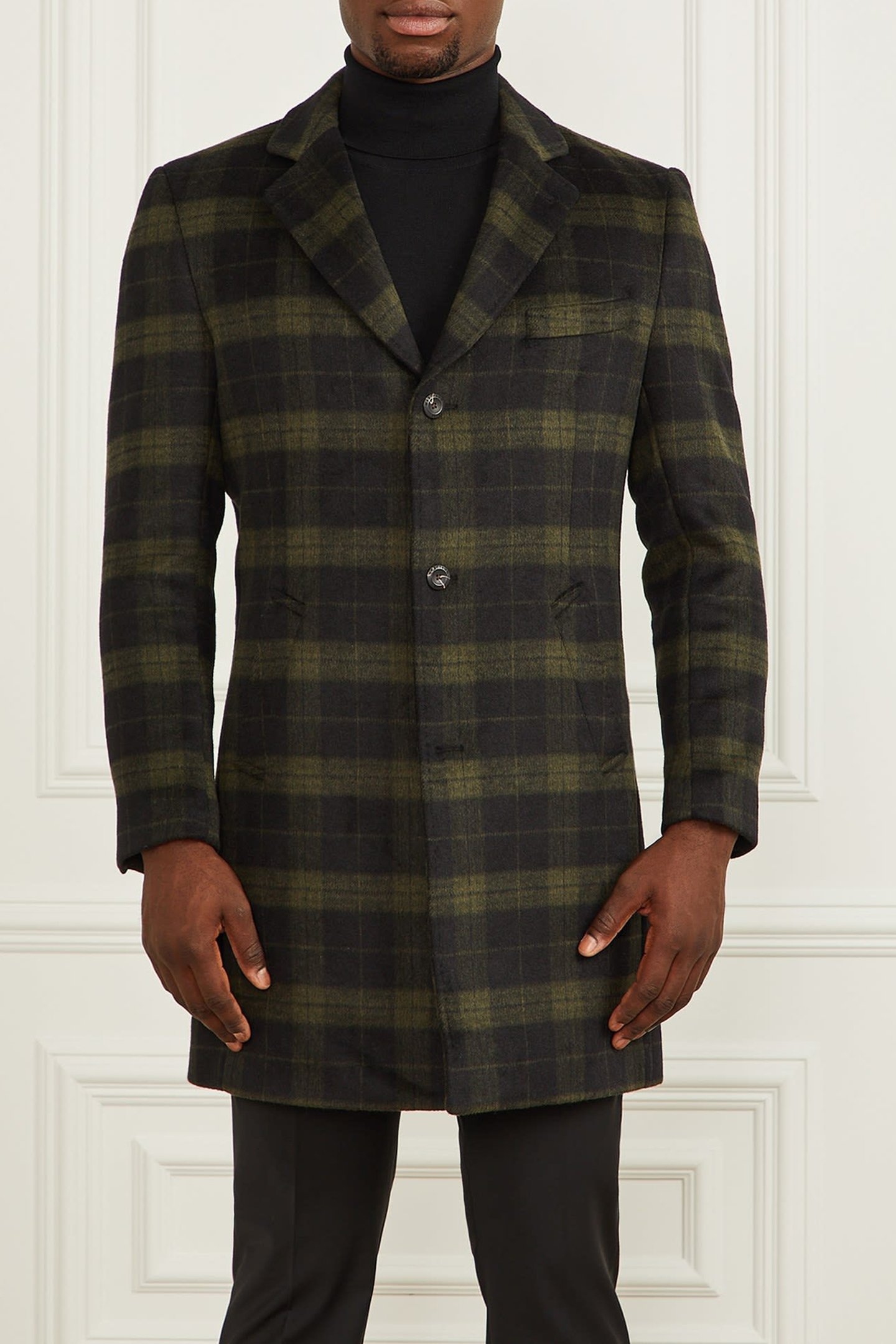 SINGLE BREASTED CHEC OLIVE CHECK 1