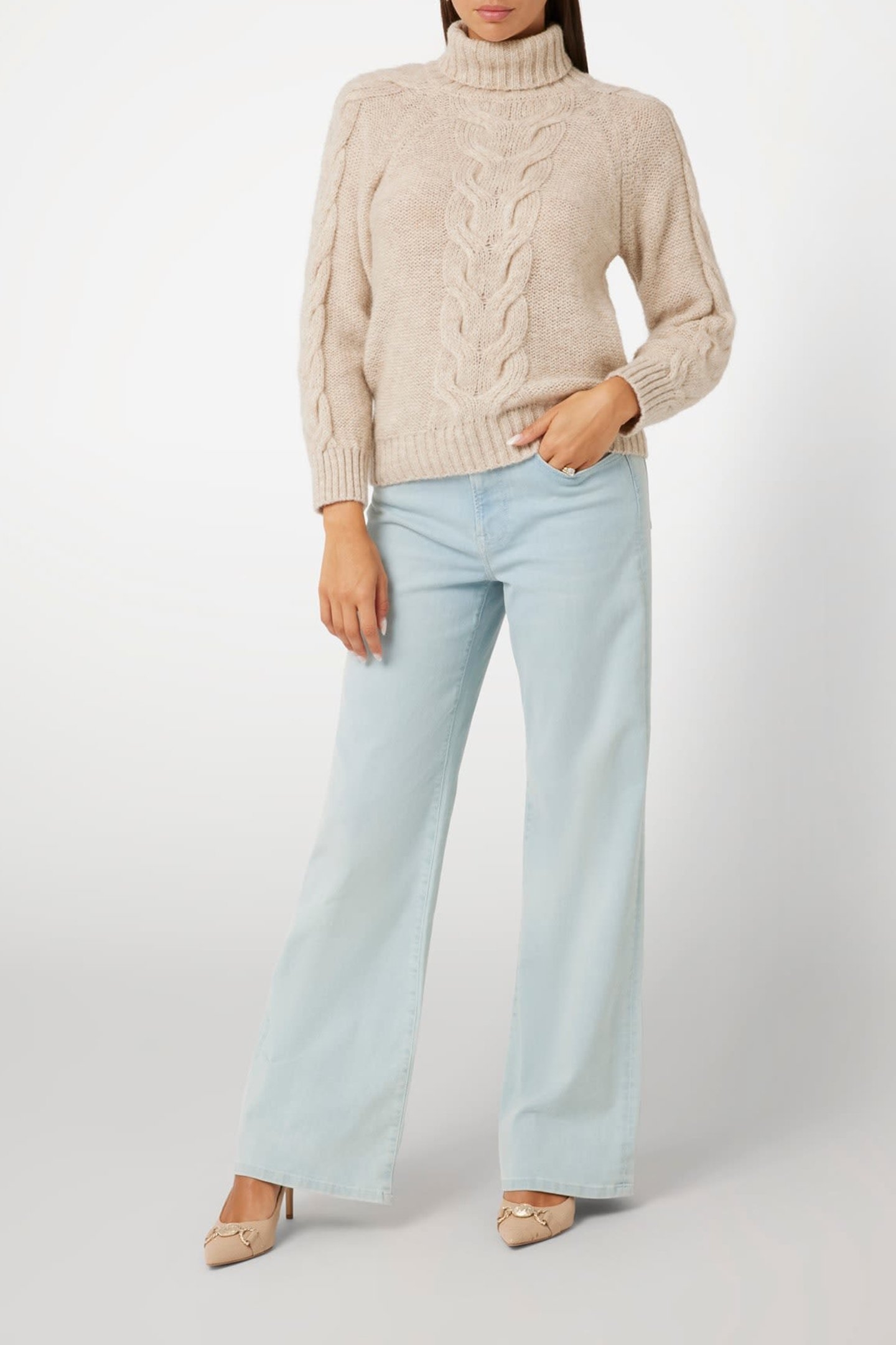 GINNY TN CABLE SWTR CHESTNUT HEATHER 3