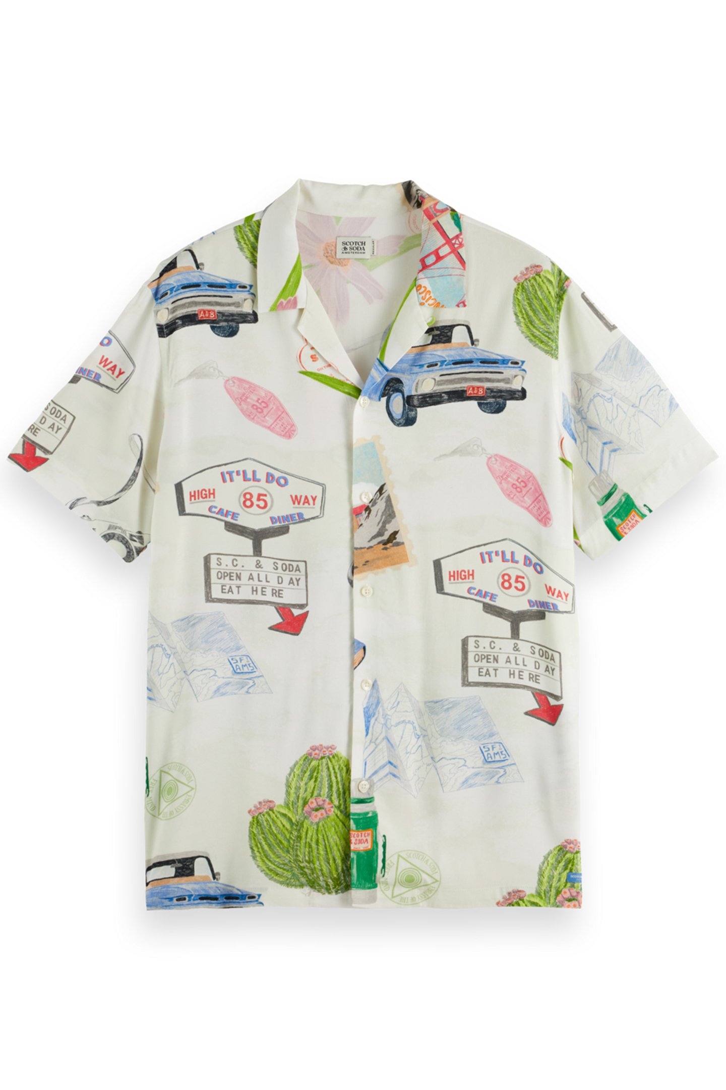 PRINTED CAMP COLLAR SHIRT ON THE ROAD AOP 1