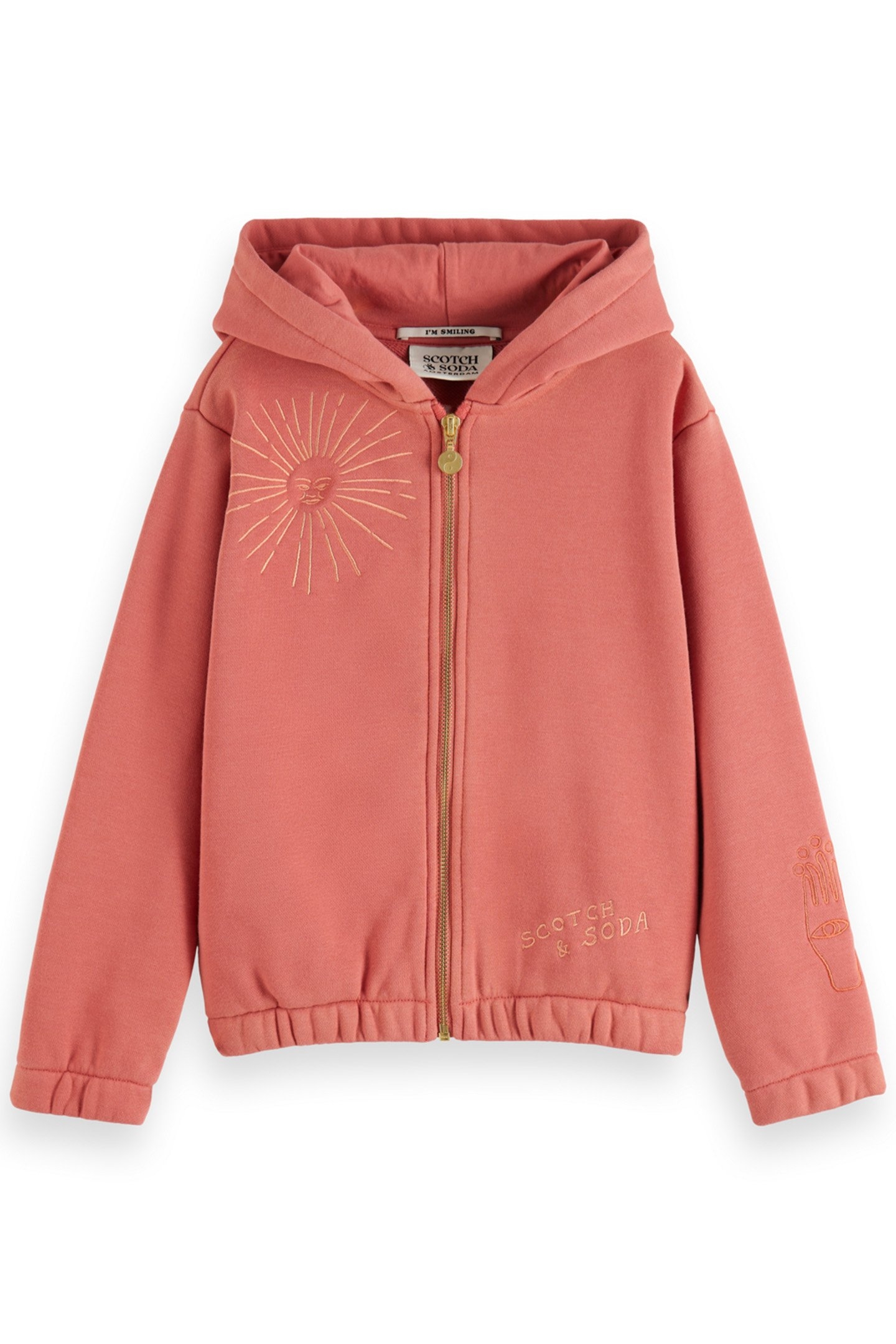 GIRL RELAXED-FIT ZIP-THROUGH HOODIE WITH EMBROIDERED ARTWORK 1