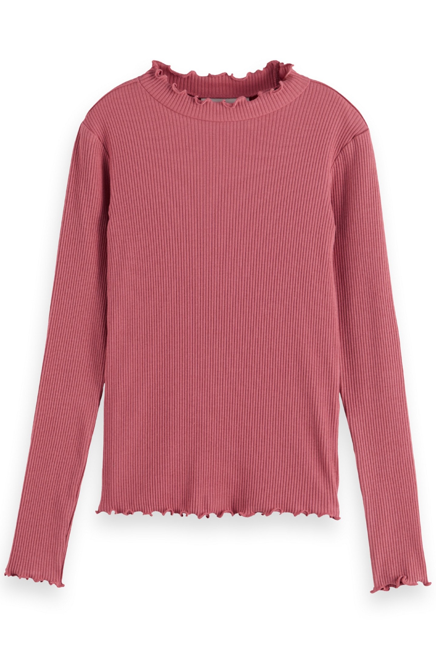GIRL LONG-SLEEVED RIBBED T-SHIRT REUNION ROSE 1