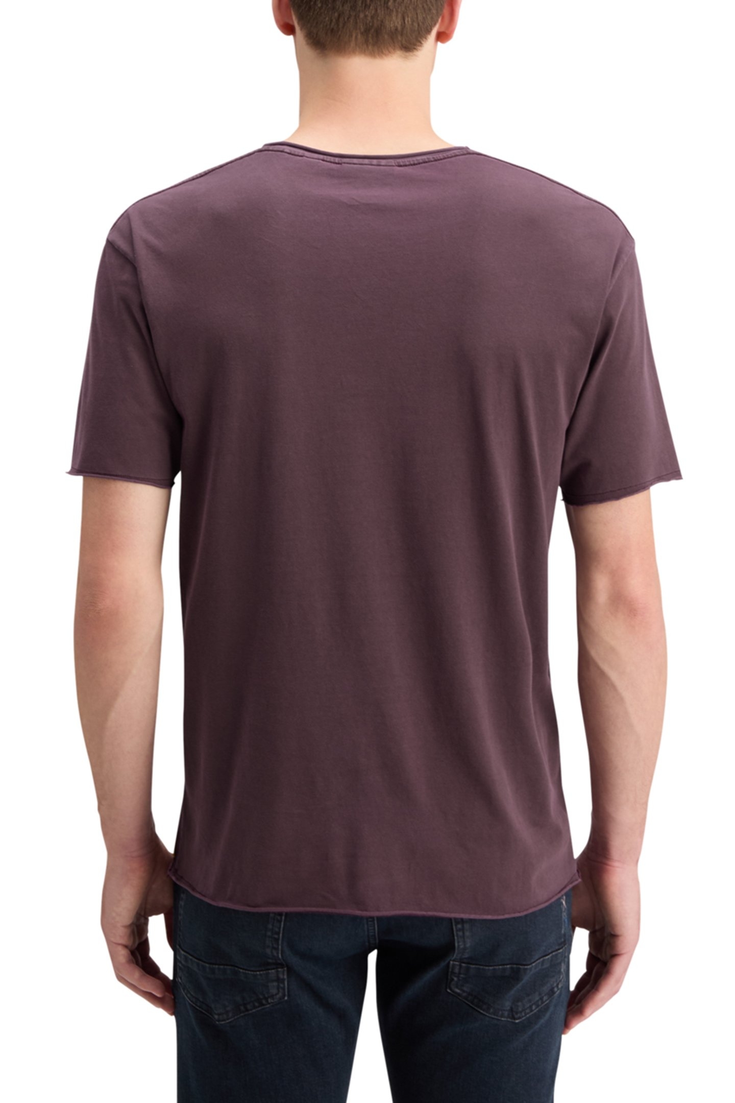 RAW EDGE GARMENT DYE T-SHIRT BERRY 2