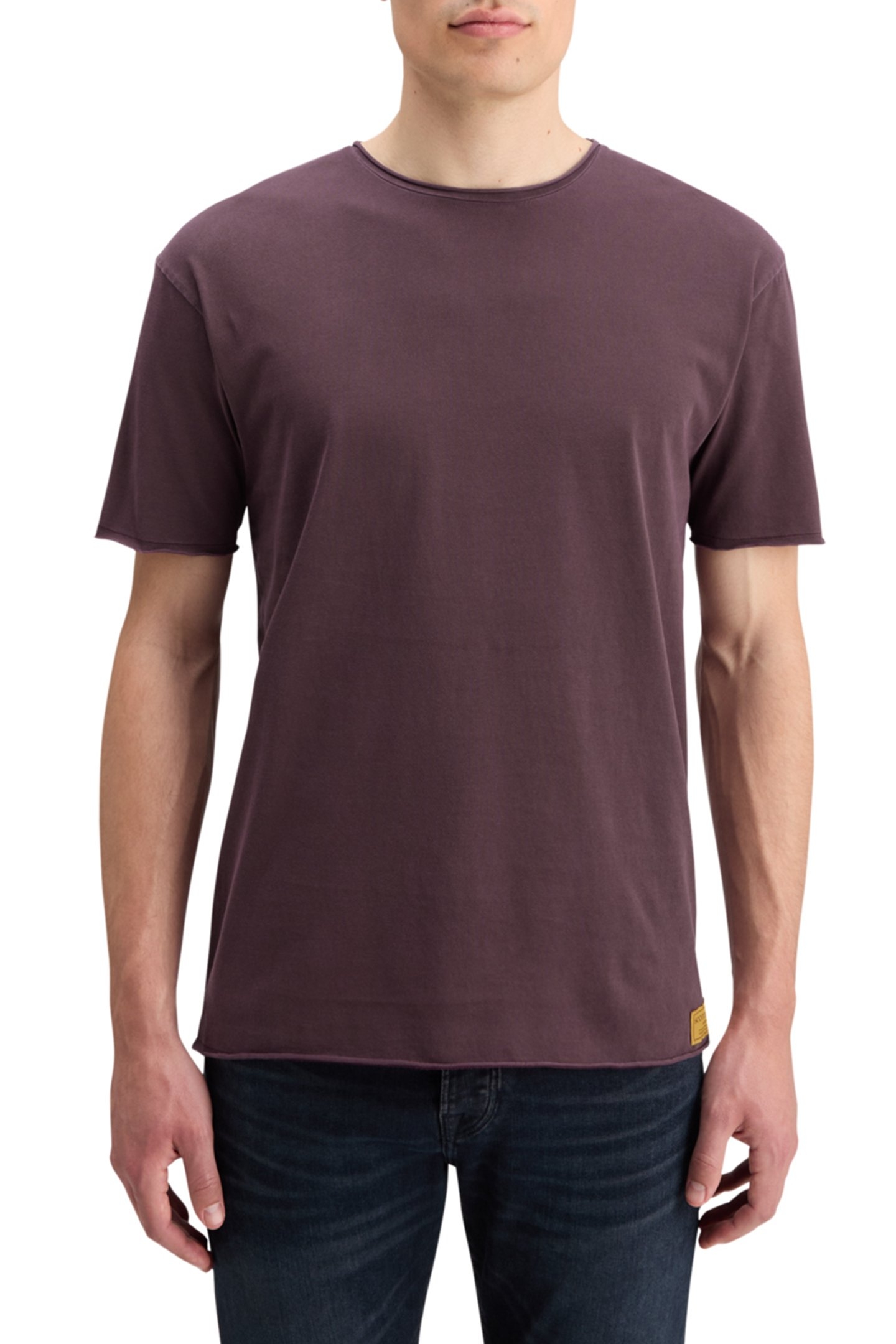 RAW EDGE GARMENT DYE T-SHIRT BERRY 1
