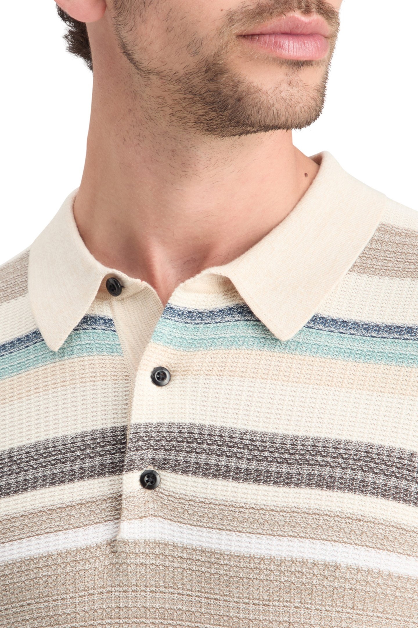 STRUCTURED KNITTED POLO MULTI STRIPE 7