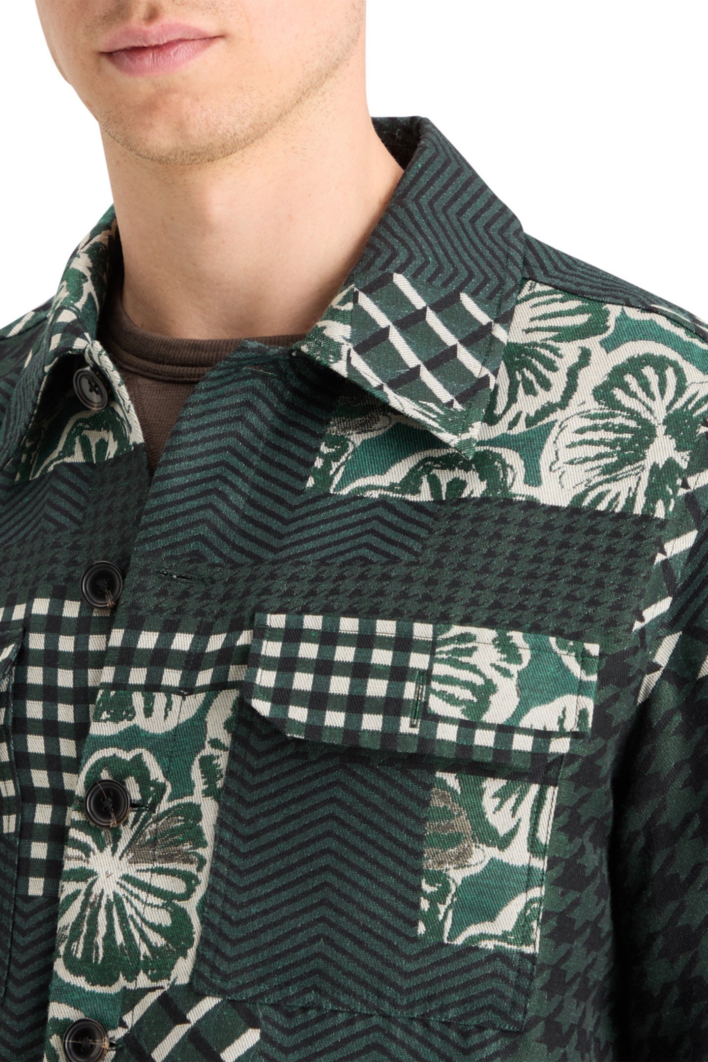 PATCHWORK JACQUARD OVERSHIRT SAN FRANCISCO FLOWER PATCHWORK 7