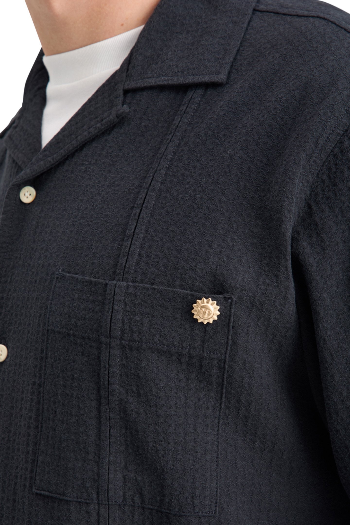 RELAXED FIT STRUCTURED DOBBY SHIRT BLACK 7