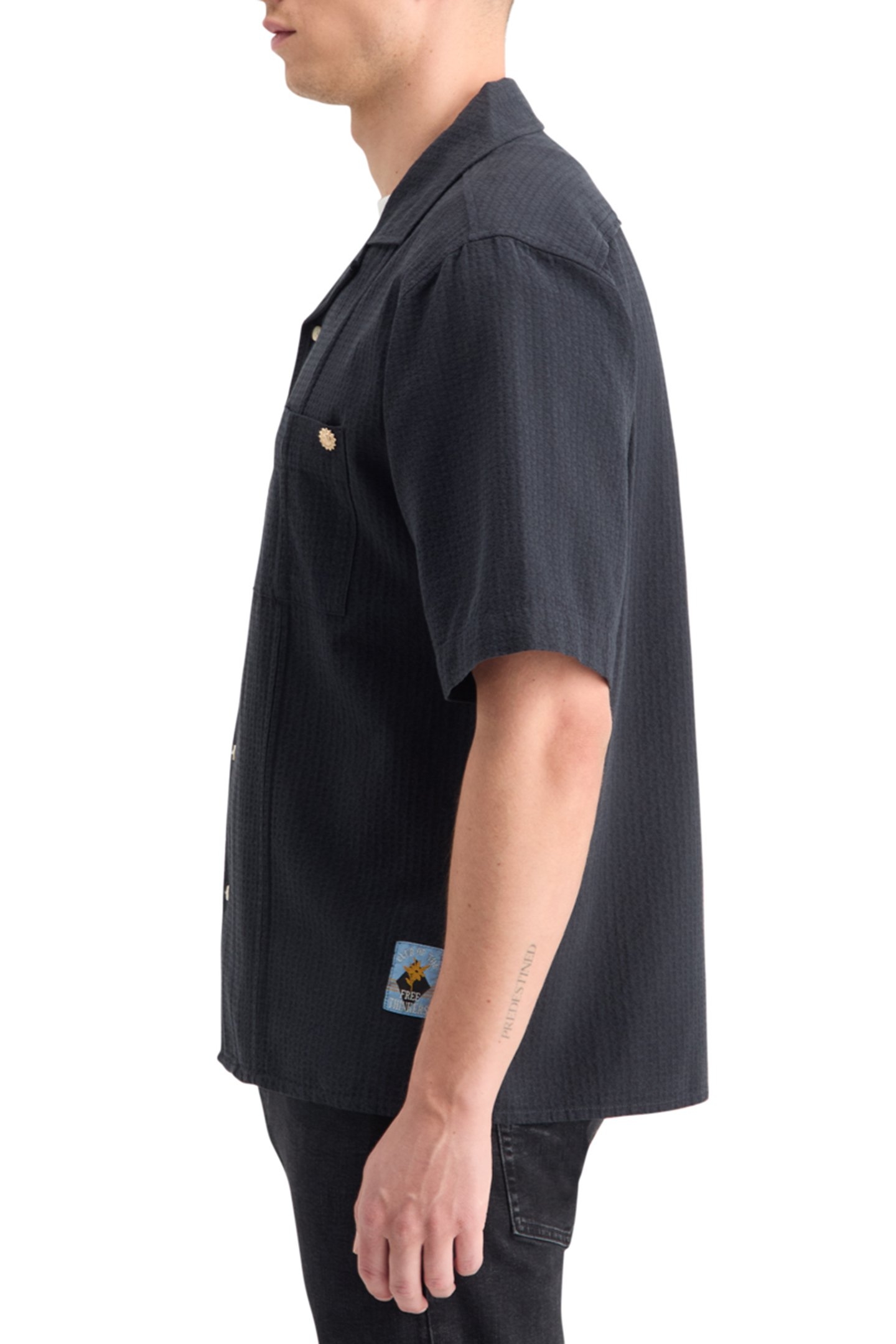 RELAXED FIT STRUCTURED DOBBY SHIRT BLACK 6