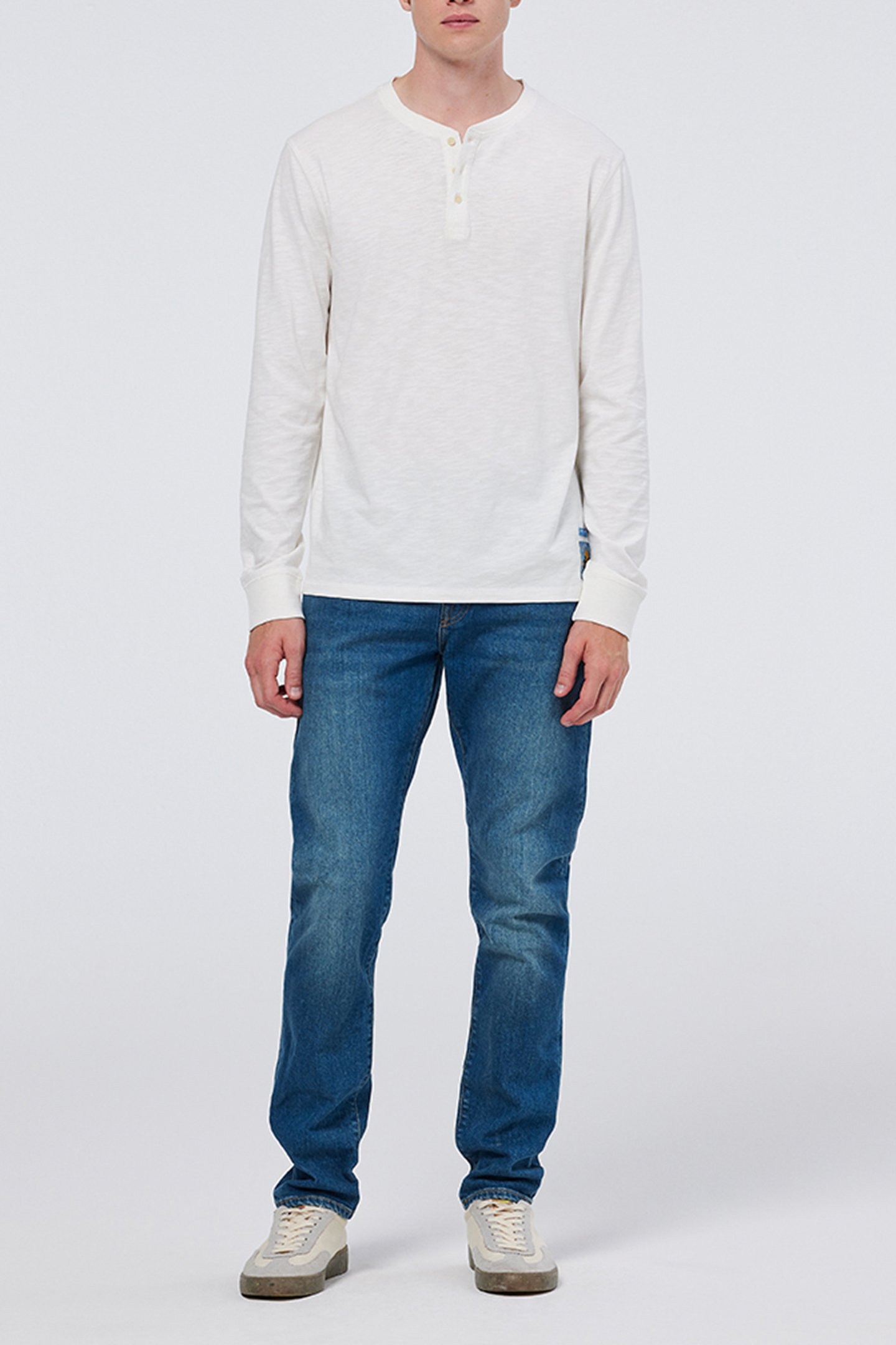 REGULAR FIT SLUB HENLEY T-SHIRT LS SWAN 2