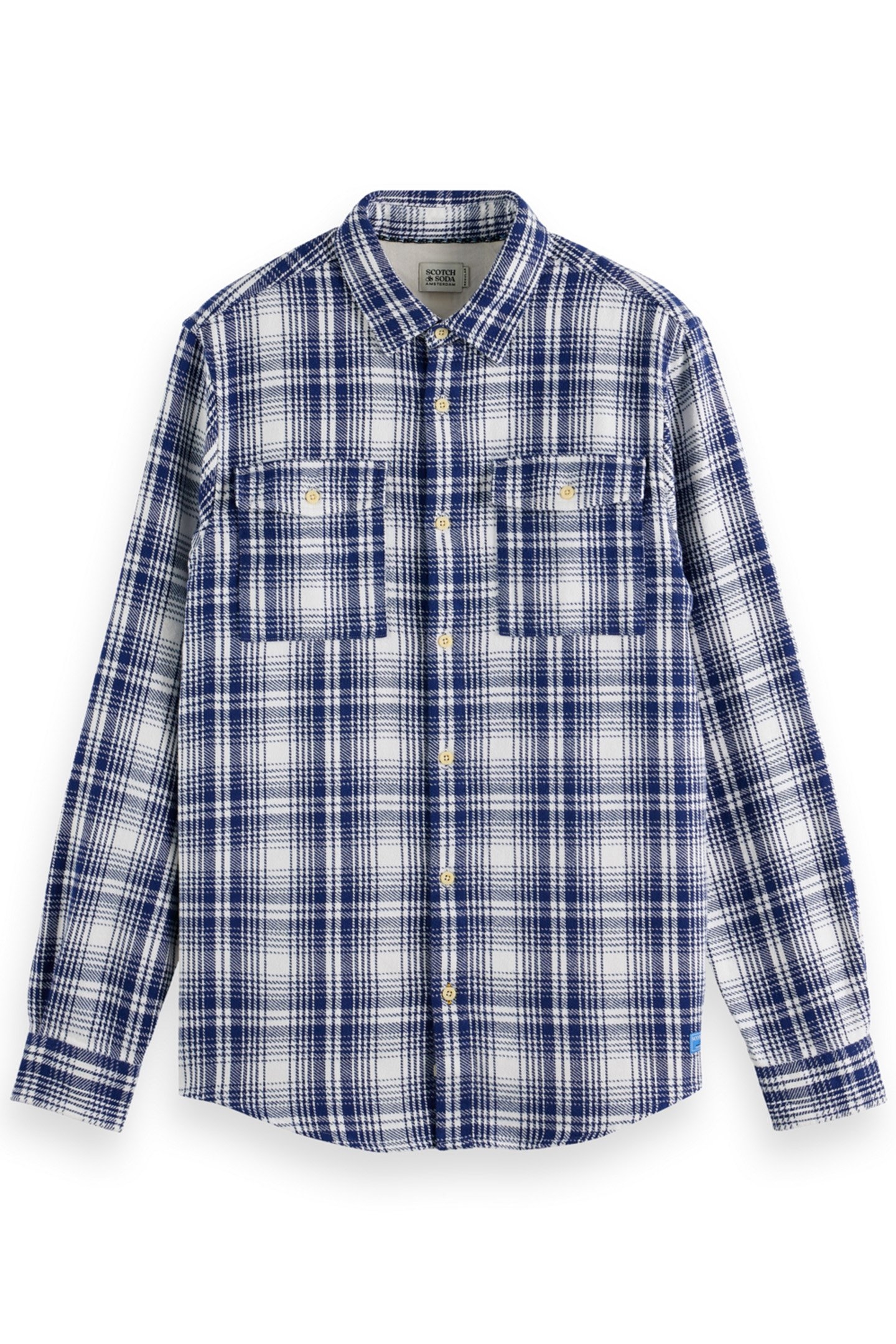 REGULAR FIT FLANNEL CHECK SHIRT BLUE WHITE CHECK 4