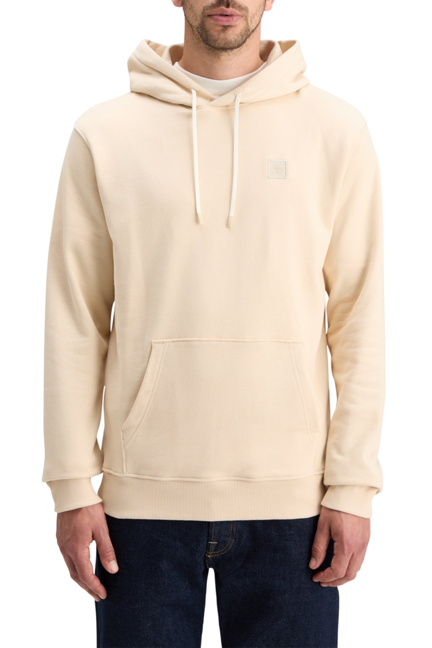 ESSENTIAL LOGO BADGE HOODIE PARCHMENT 1