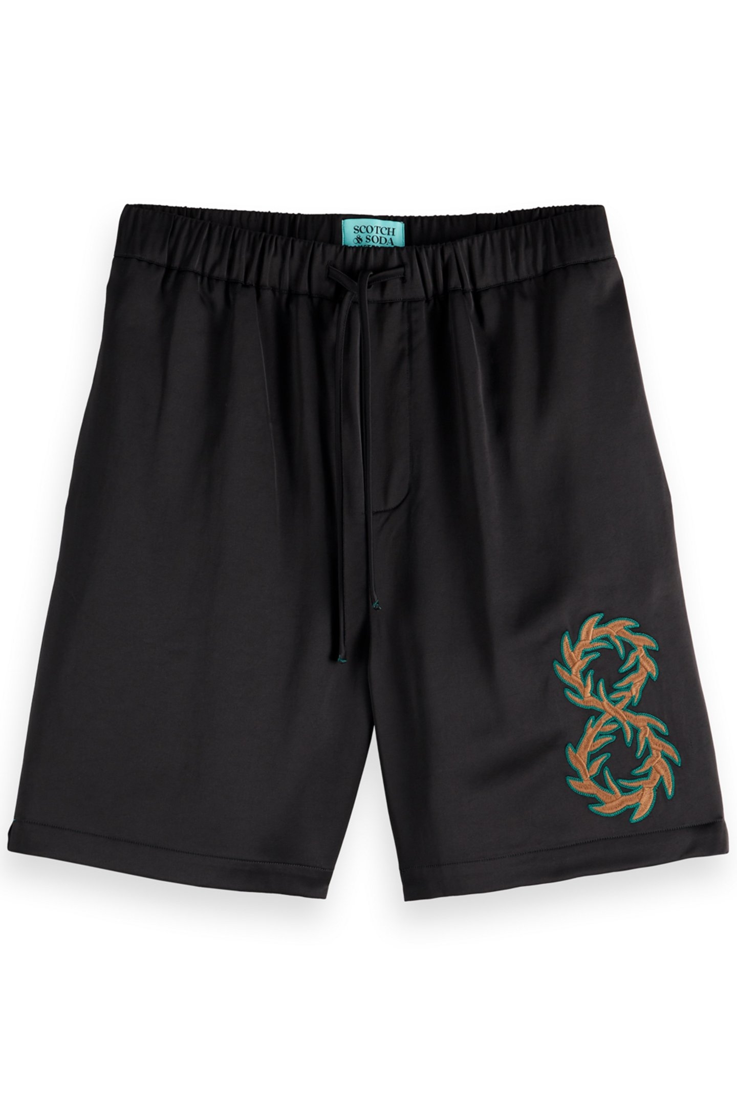 JOE JONAS X SCOTCH SODA EMBROIDERED SATEEN BERMUDA SHORT BLA 1