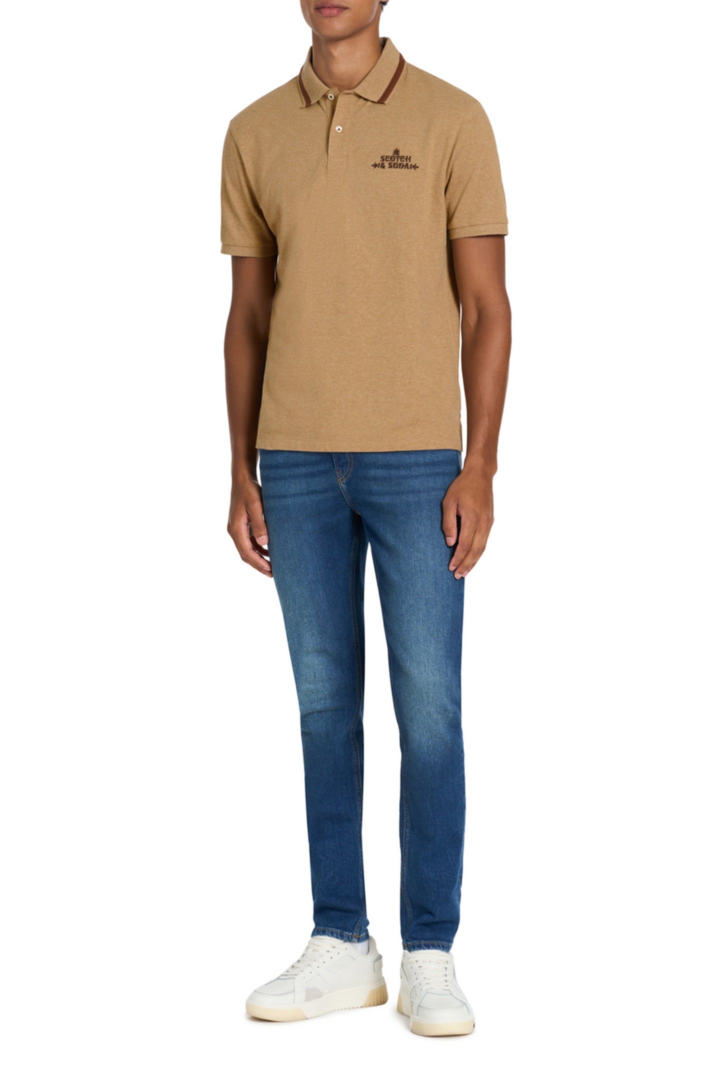 PIQUE SS POLO BROWN/GOLD 1