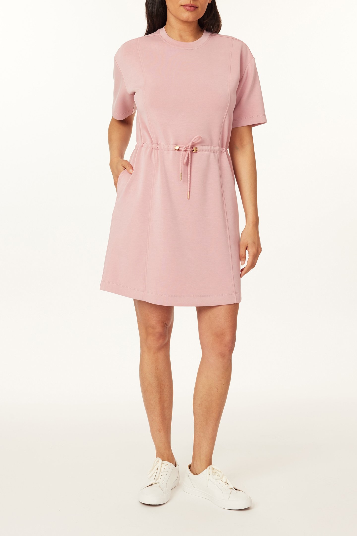 DRAWSTRING TEE DRESS DUSTY ROSE 1
