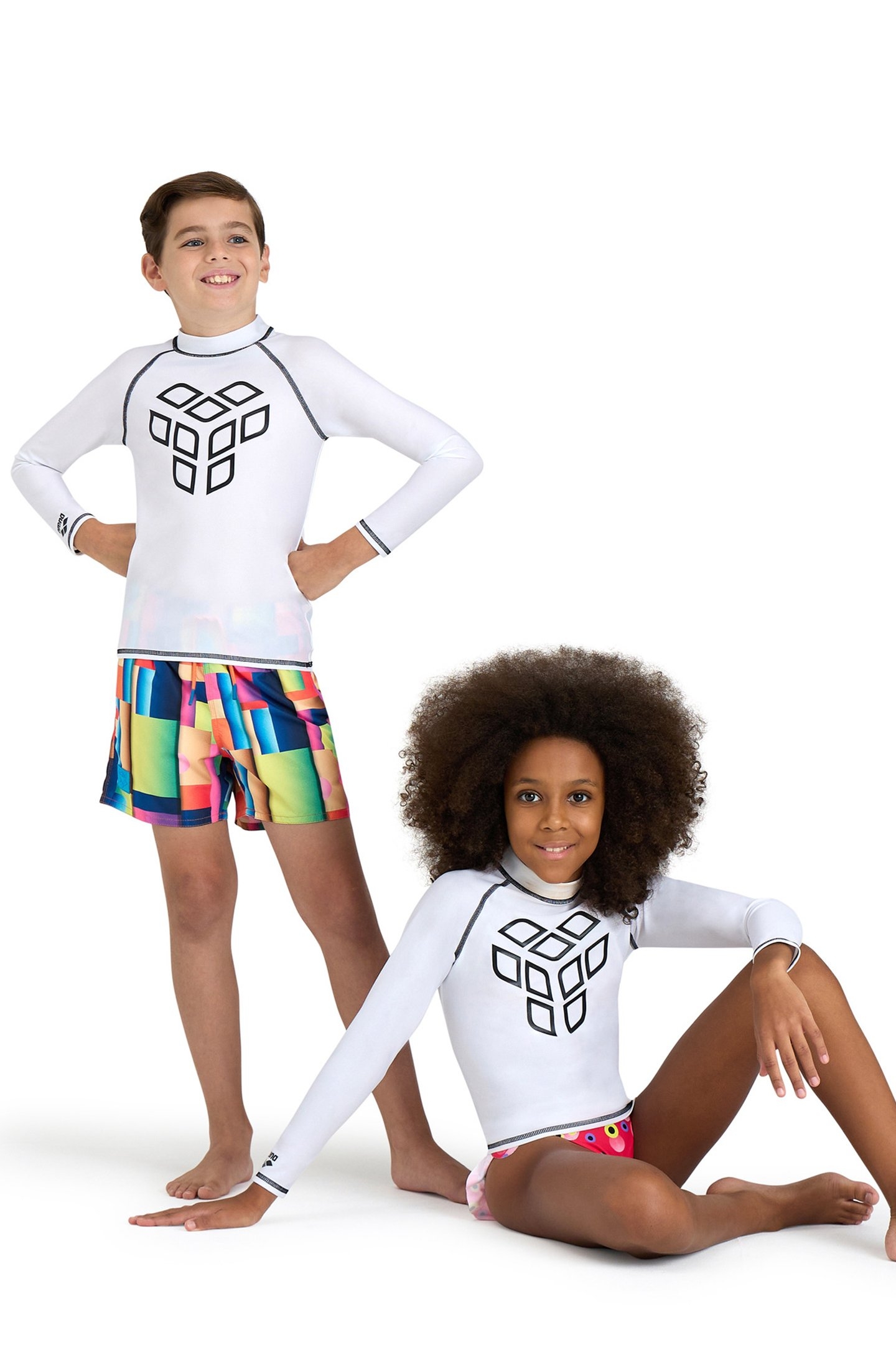 UNISEX JR ARENA RASH VEST L/S GRAPHIC WHITE-BLACK 2
