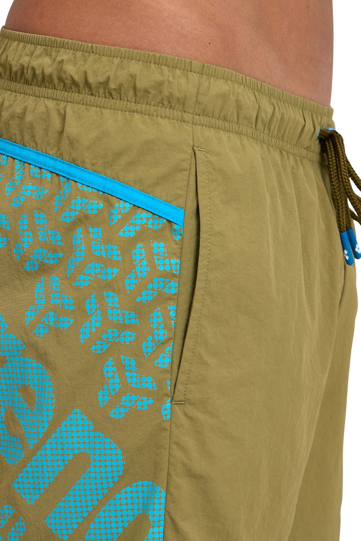 MEN'S ARENA PRO_FILE BEACH BOXER LOGO DARK OLIVE-TURQUOISE 4