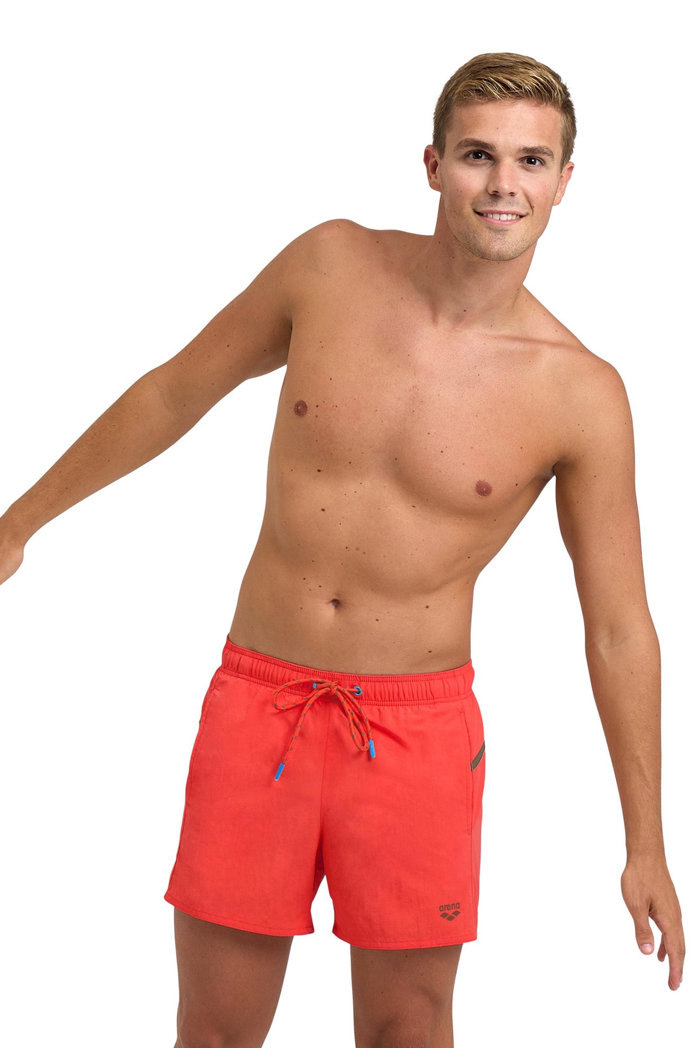 MEN'S ARENA PRO_FILE BEACH SHORT FLUO RED-DARK OLIVE 1