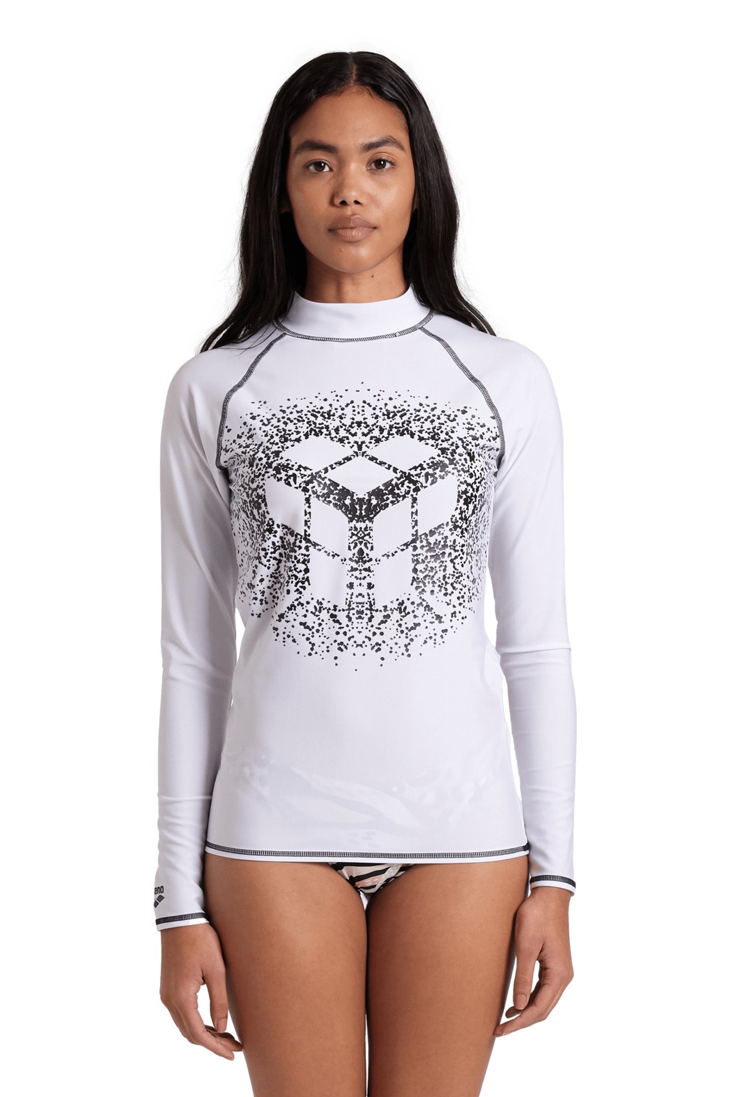 WOMEN'S ARENA RASH VEST L/S GRAPHIC WHITE-BLACK 1