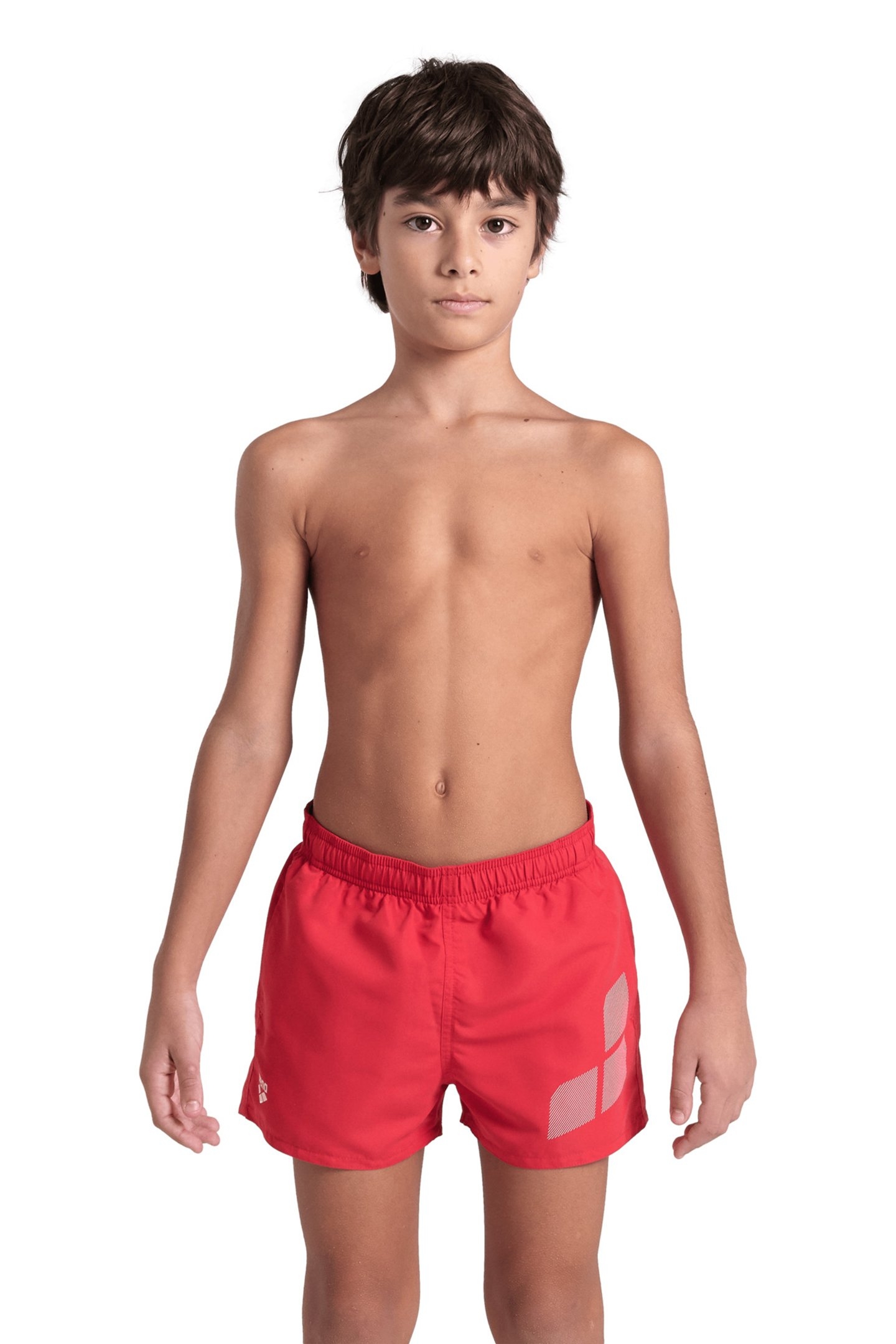 BOYS' BEACH SHORT LOGO R RED-WHITE 1