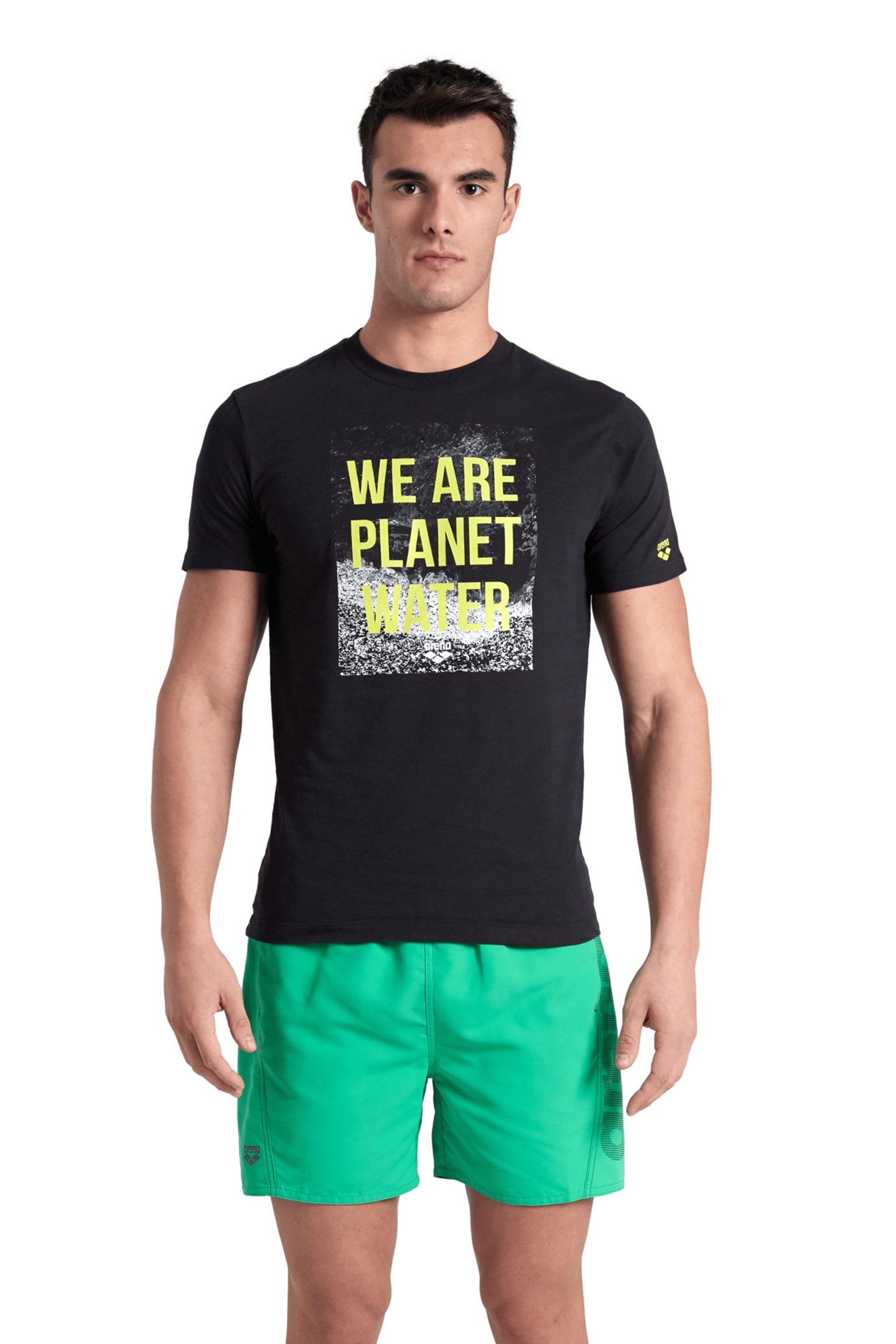 MEN'S T-SHIRT SOLID COTTON BLACK-WE ARE PLANET WATER 1