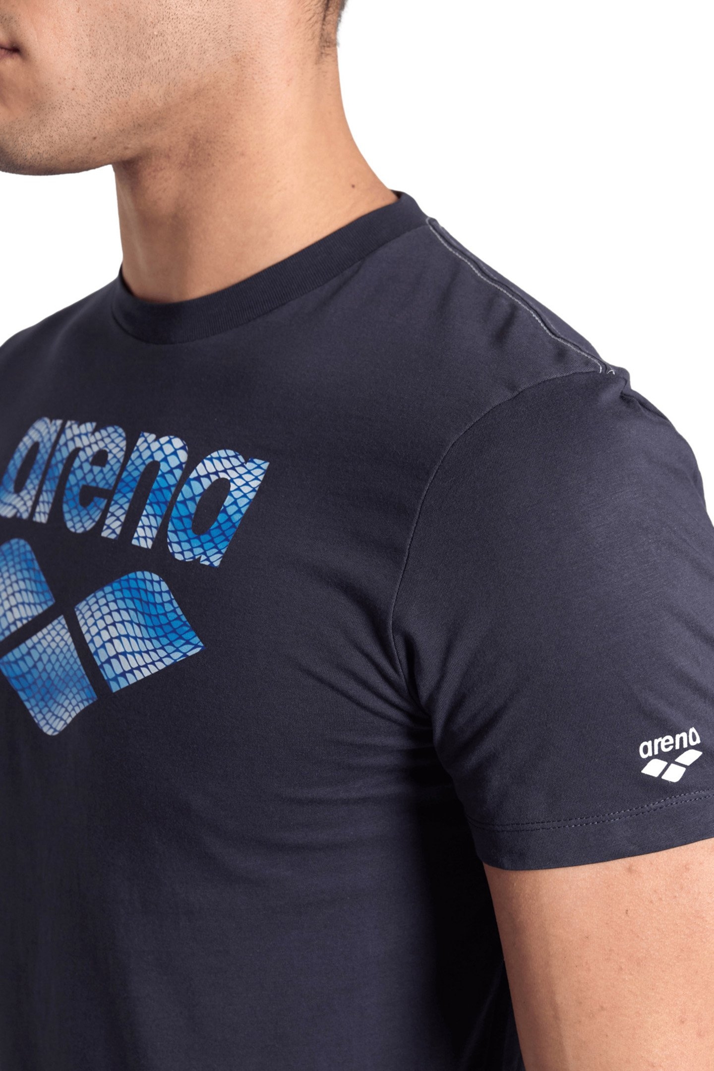 MEN'S T-SHIRT SOLID COTTON NAVY-ARENA FISH SCALES 4