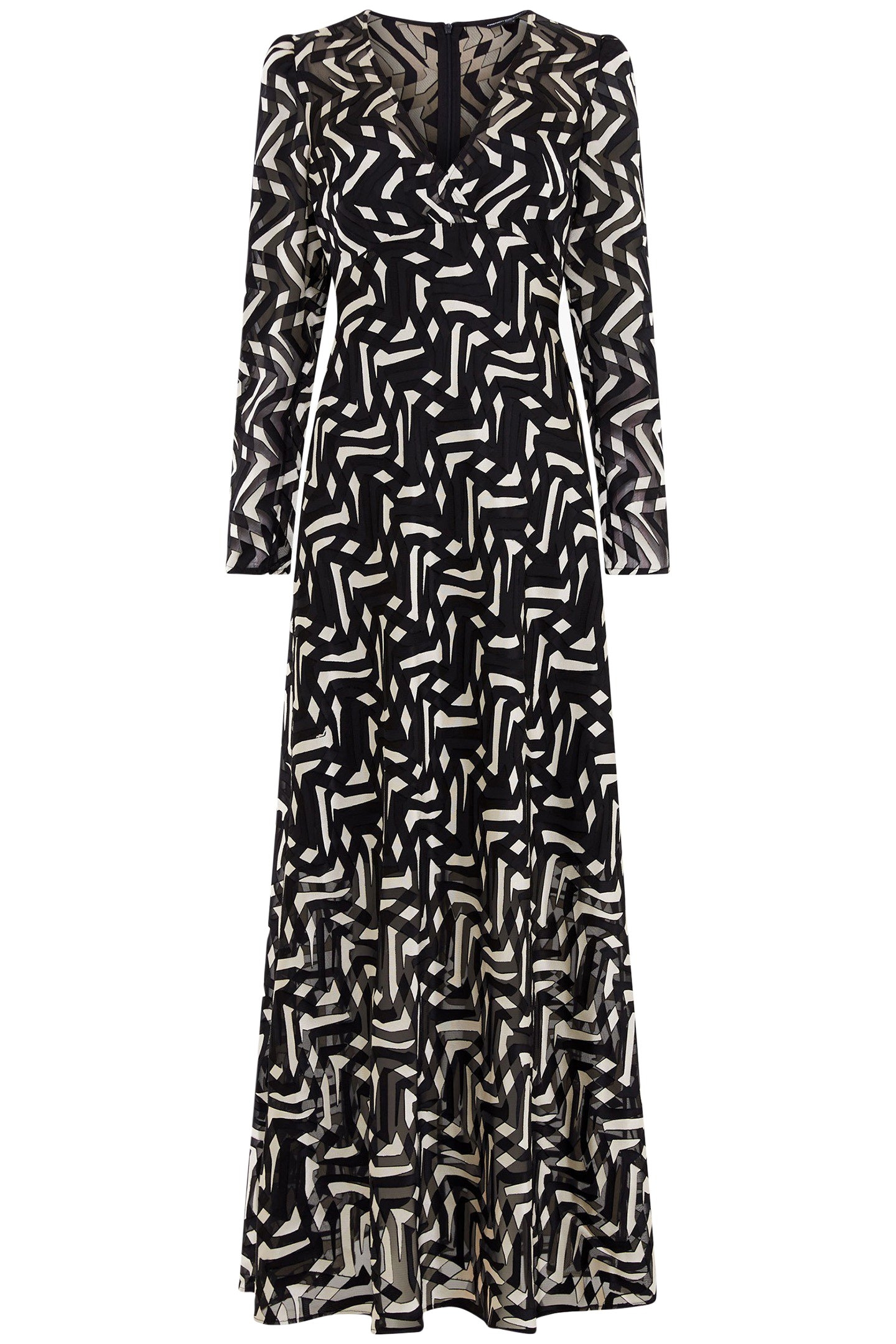 DIANDRA SATIN BURNOUT DRESS BLACK/CREAM 3