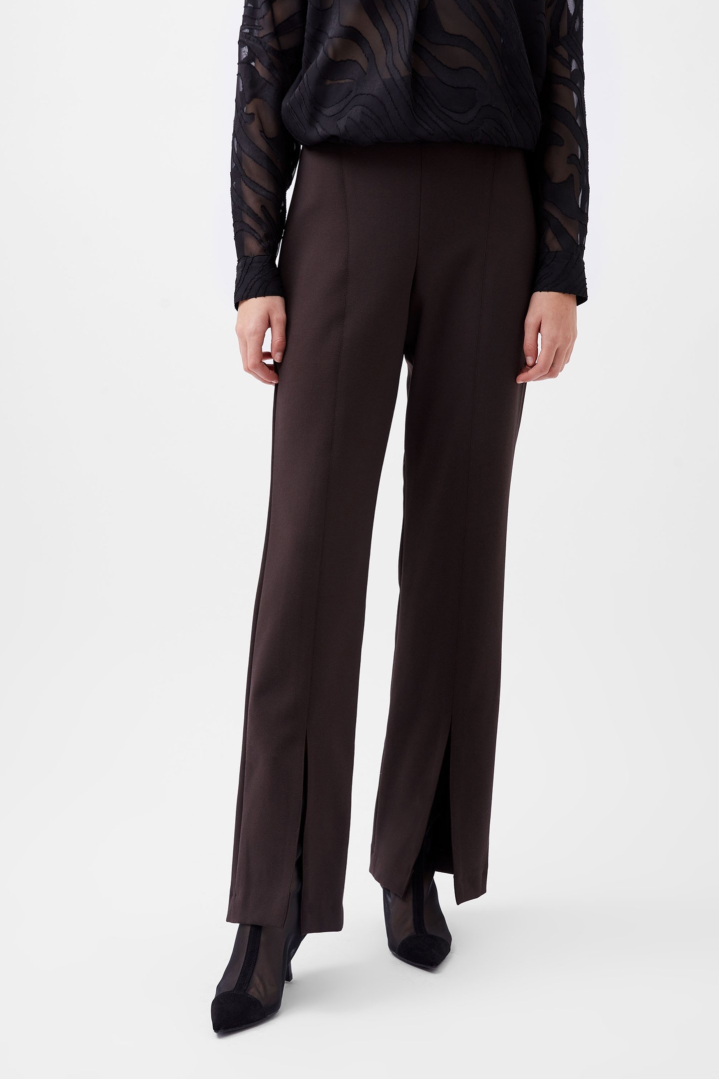 WHISPER FRONT SPLIT TROUSER CHOCOLATE GANACHE 1