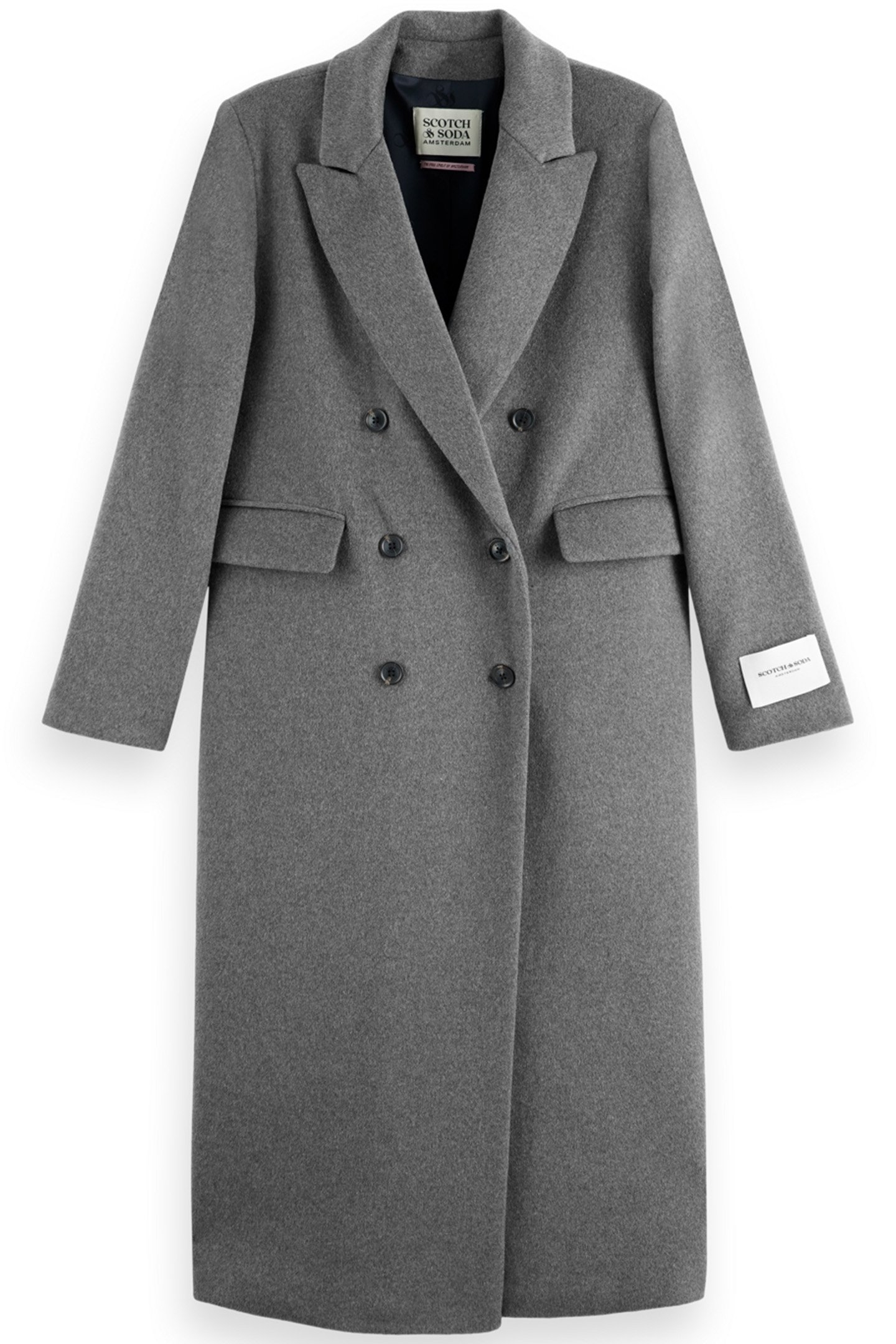 DOUBLE BREASTED TAILORED WOOL BLEND COAT CHARCOAL MELANGE 3