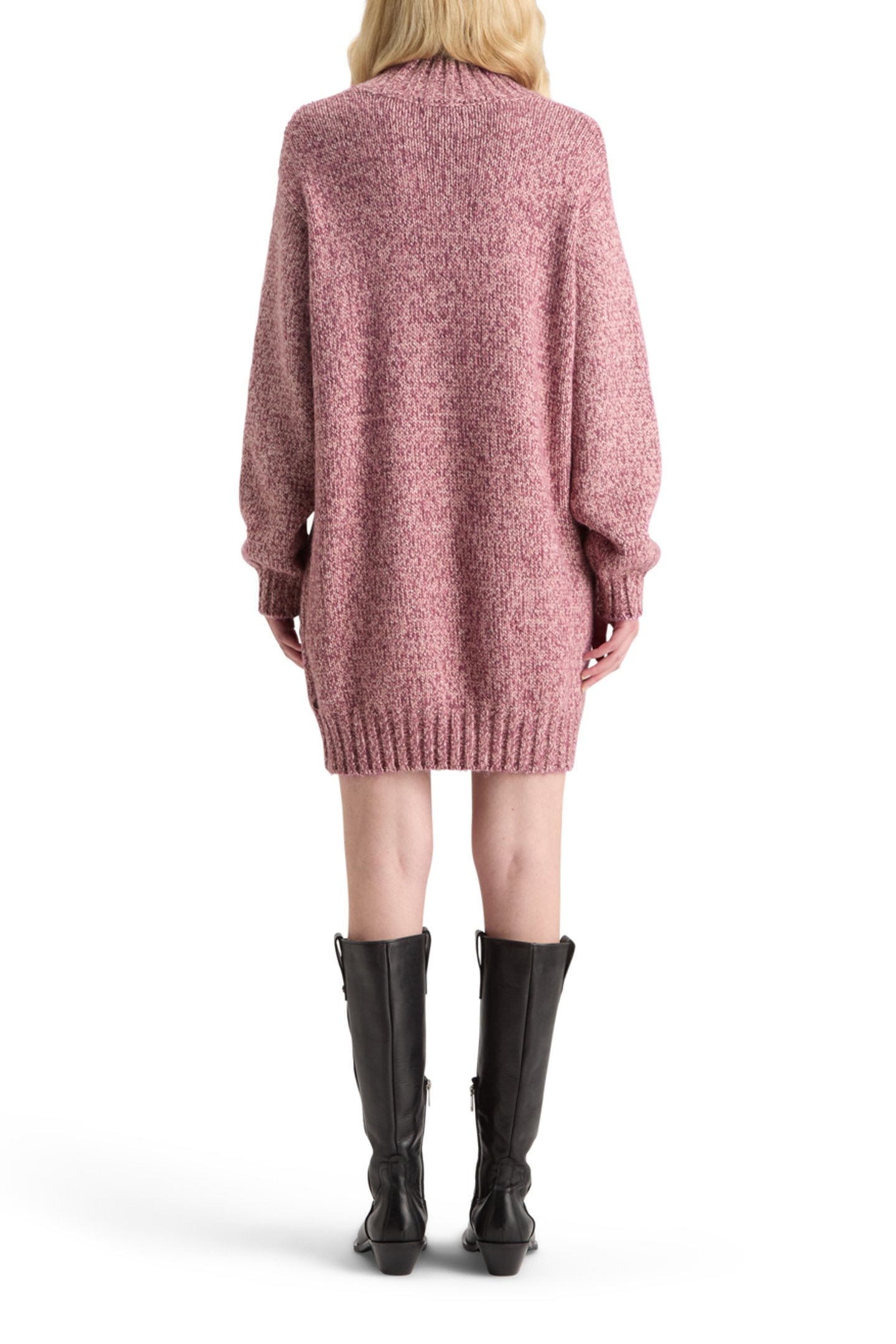 CHUNKY KNITTED MINI DRESS BERRY MELANGE 2
