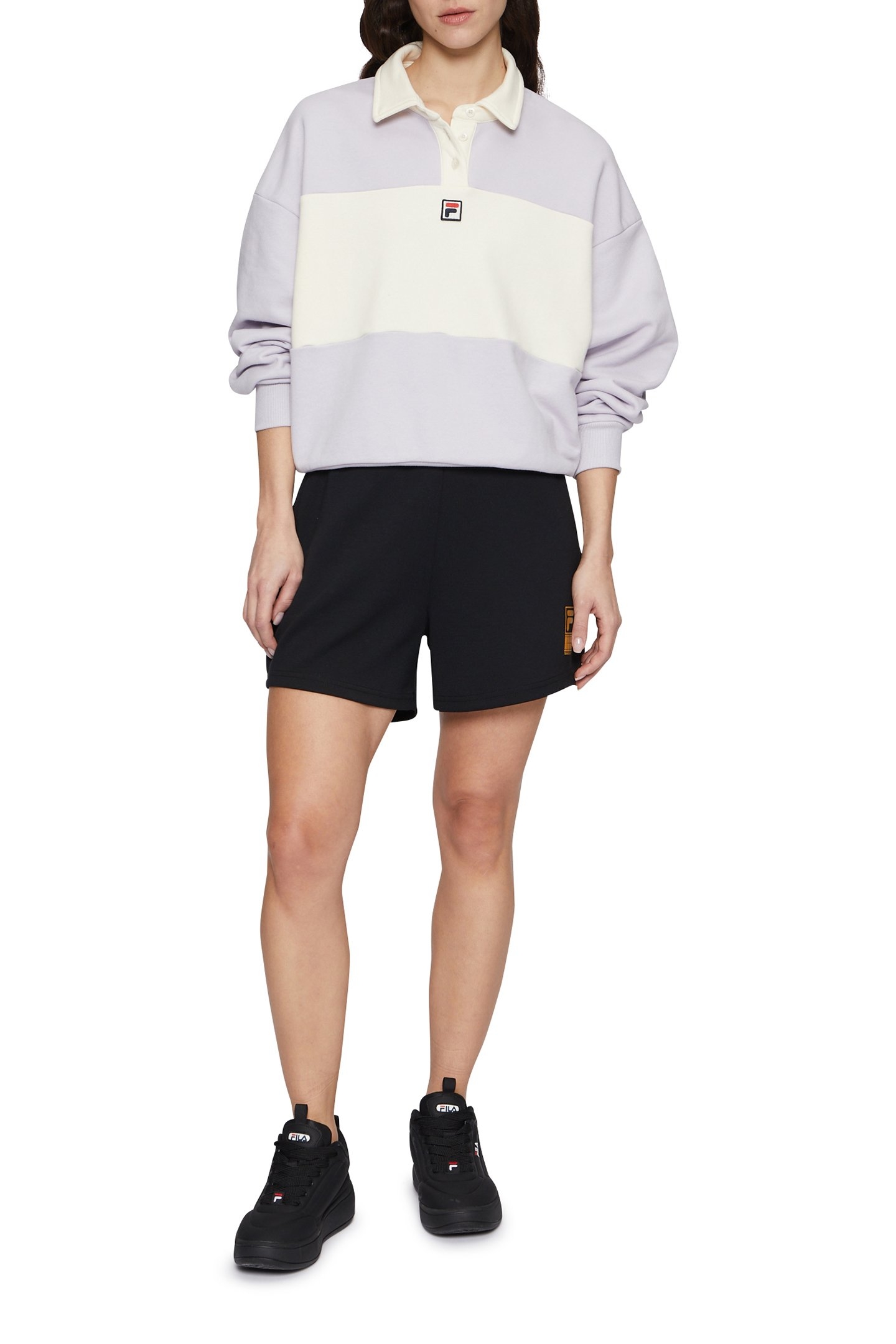 LANGOGNE OVERSIZED CROPPED POLO SWEAT THISTLE-ANTIQUE WHITE 3