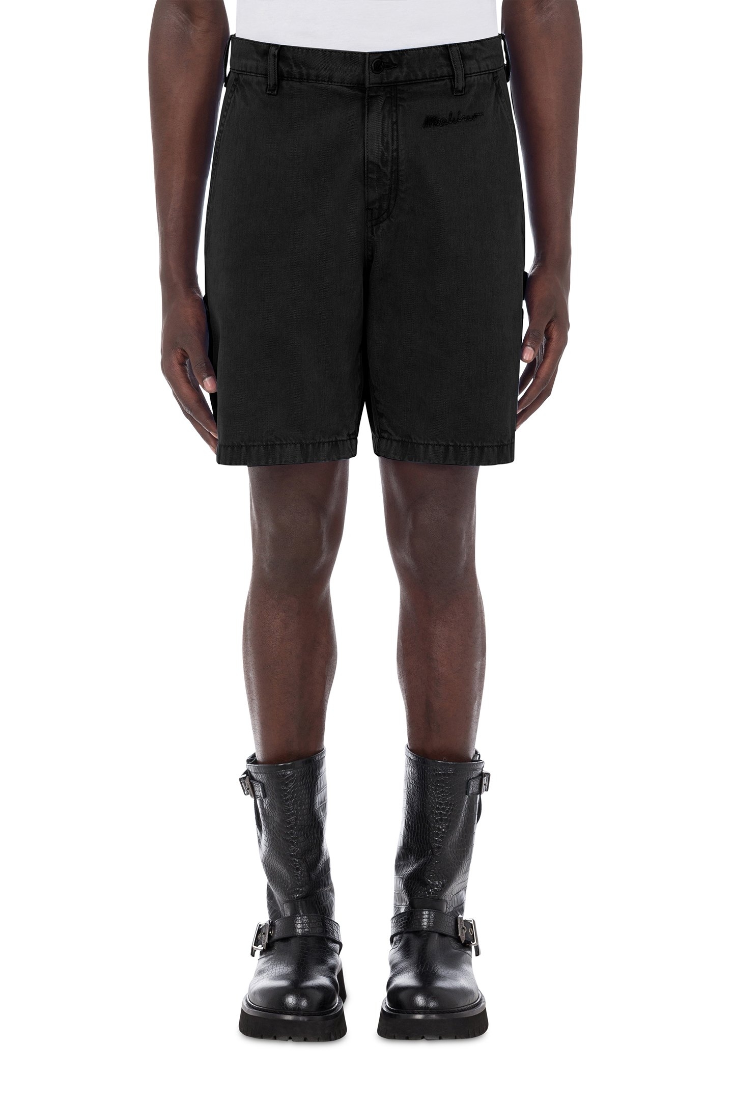 LOGO SIGNATURE GABARDINE BERMUDA SHORTS BLACK 1