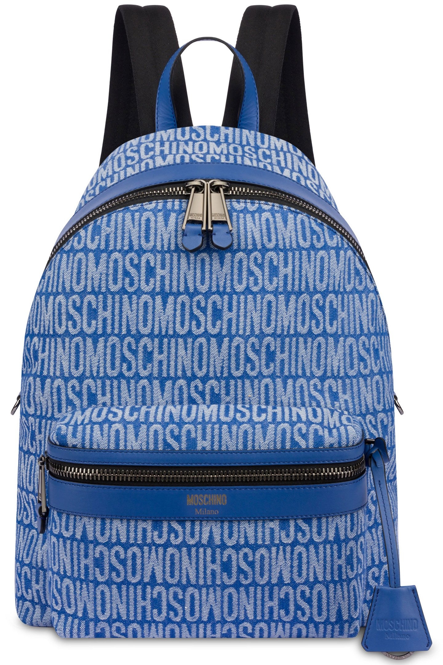 ALLOVER LOGO JACQUARD DENIM BACKPACK BLUE 1