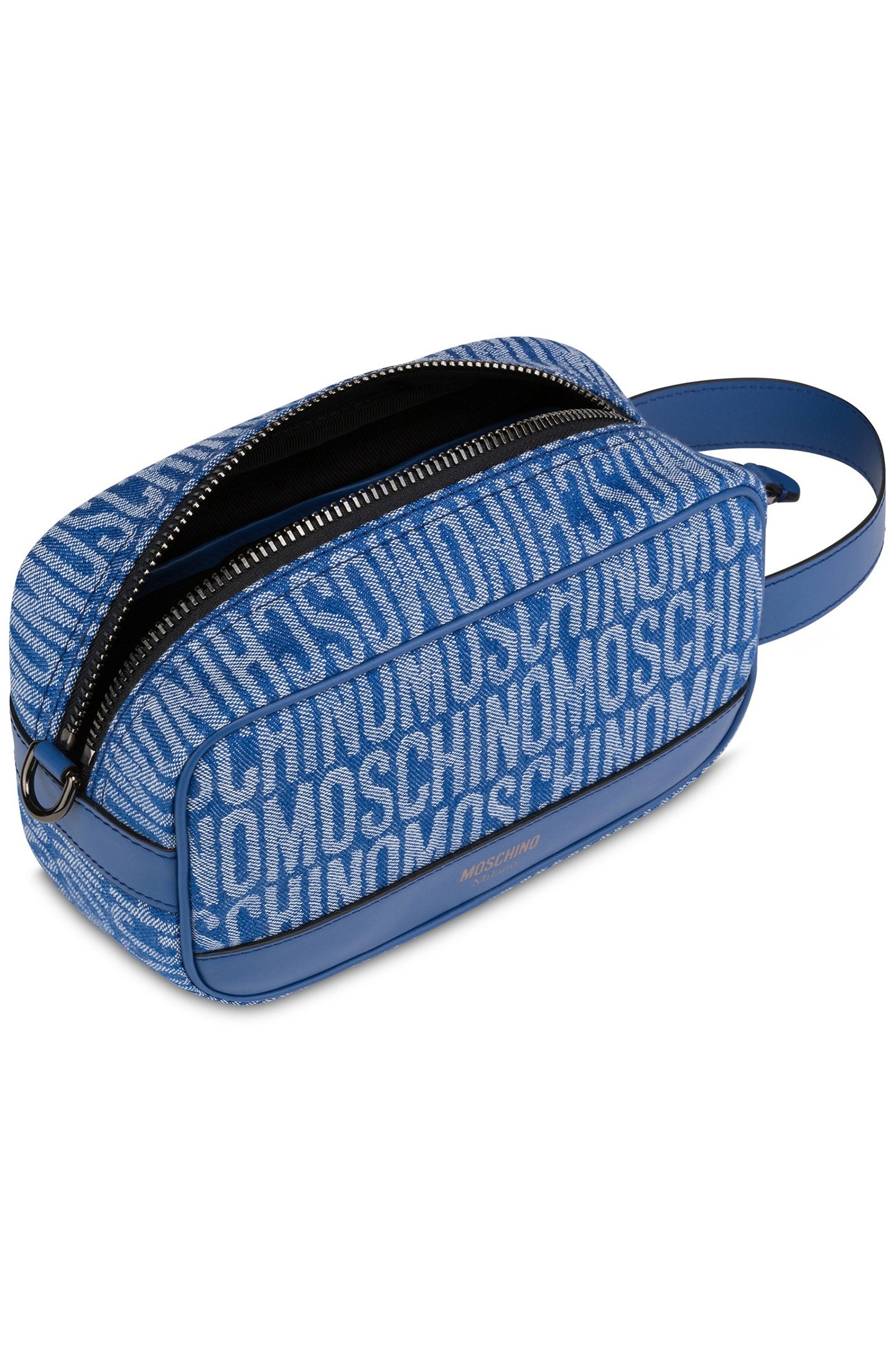BEAUTY CASE IN ALLOVER LOGO JACQUARD DENIM BLUE 3