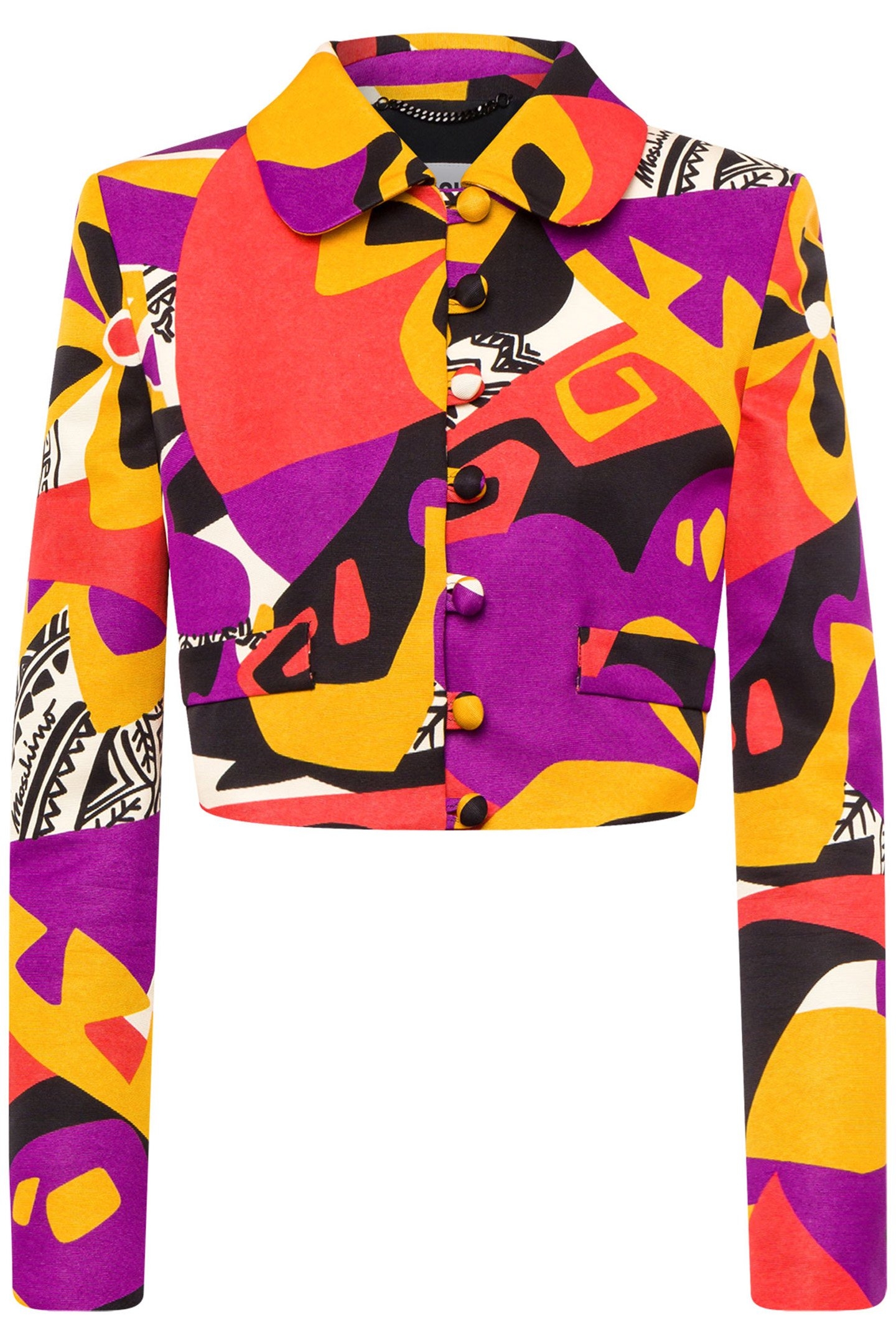 CROPPED JACKET IN GEOMETRIC PRINT OTTOMAN MULTICOLOUR 3