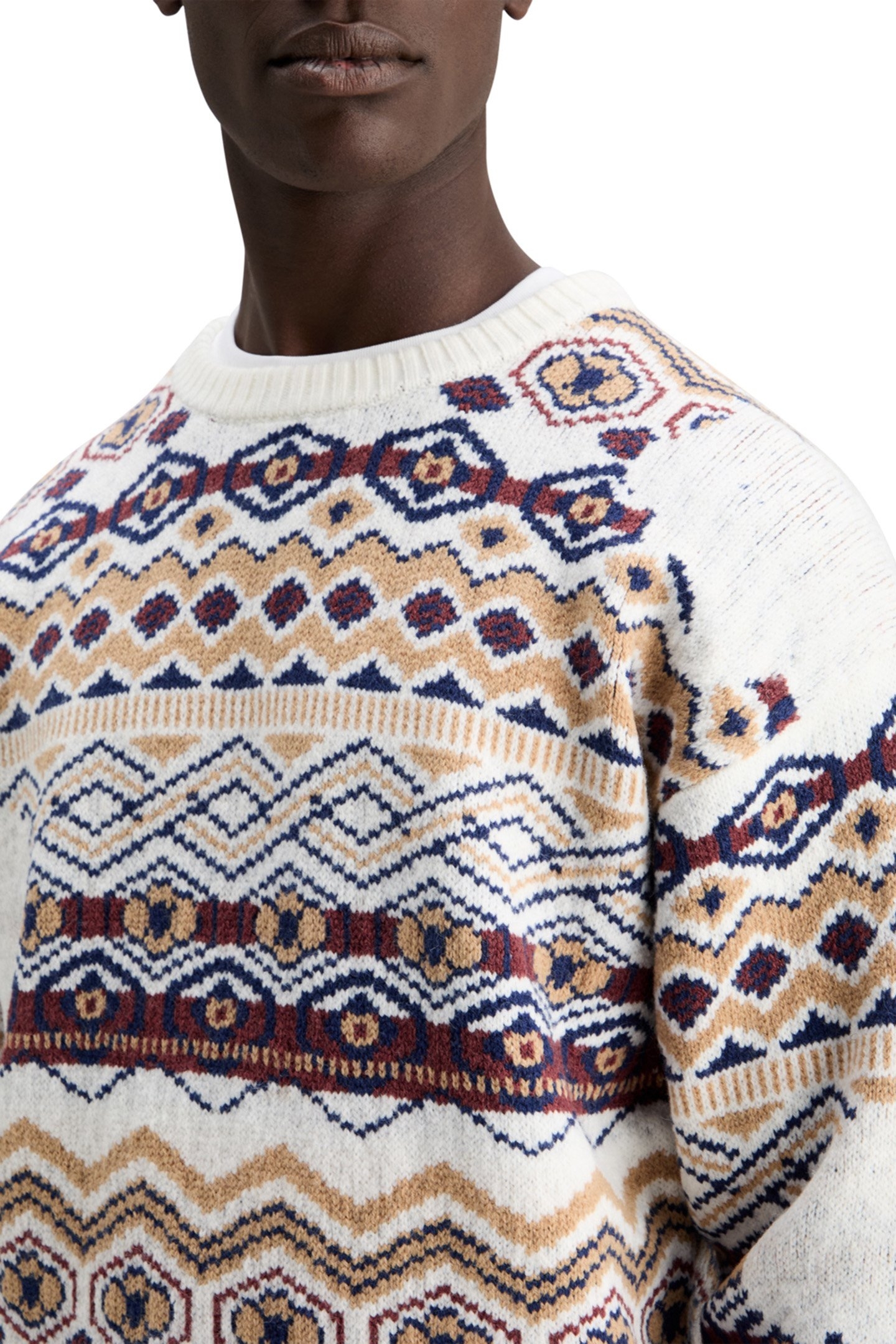 DROPPED SHOULDER JACQUARD ALL OVER FAIRISLE DISTORTED AOP 7