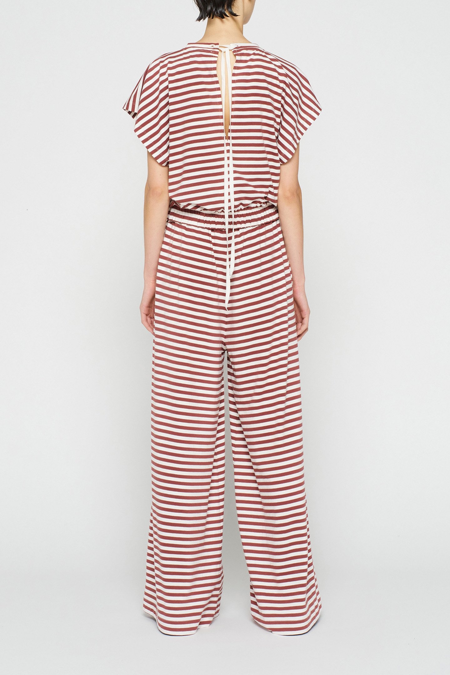 WIDE LEG PANTS STRIPE WARM WHITE/BURGUNDY 3