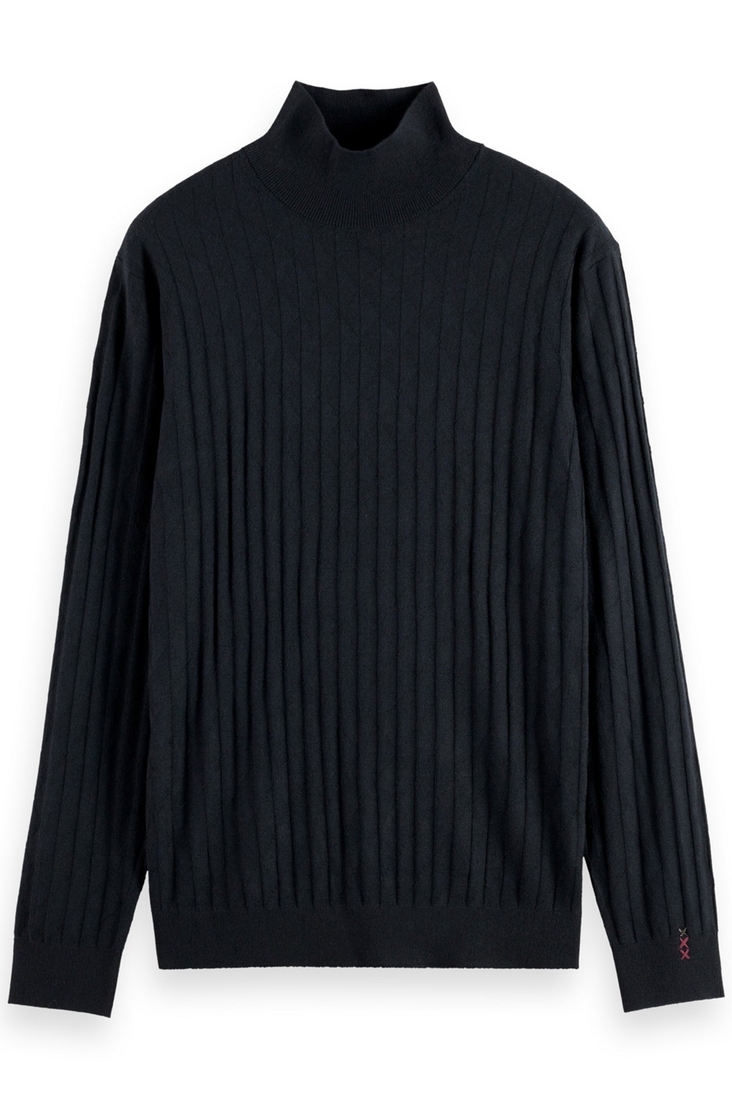 TURTLE NECK REGULAR FIT RELIEF STITCH SWEATER BLACK 4