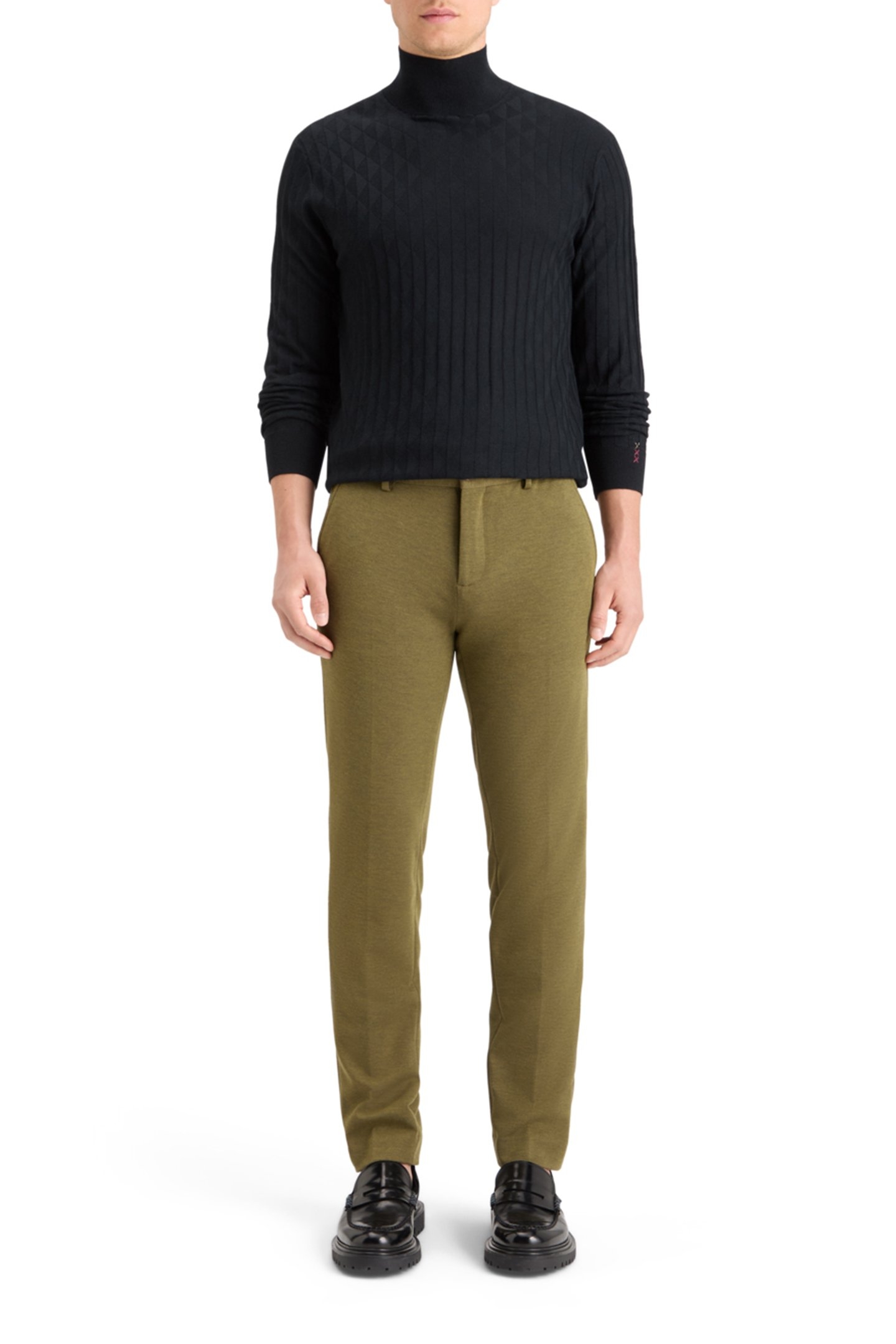 TURTLE NECK REGULAR FIT RELIEF STITCH SWEATER BLACK 3