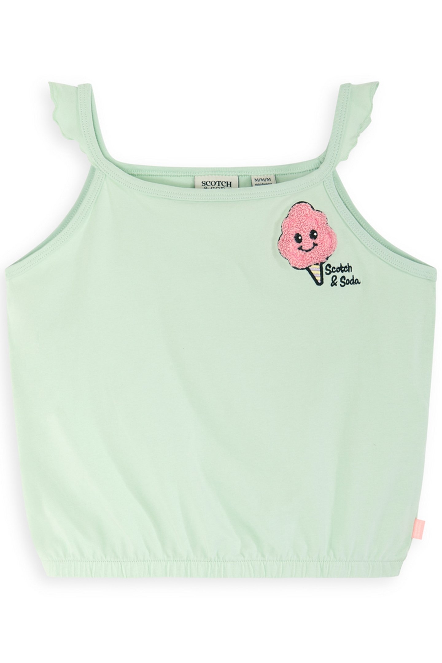 GIRLS S&S RUFFLE SLEEVE FASHION TOP LIGHT PASTEL GREEN 1