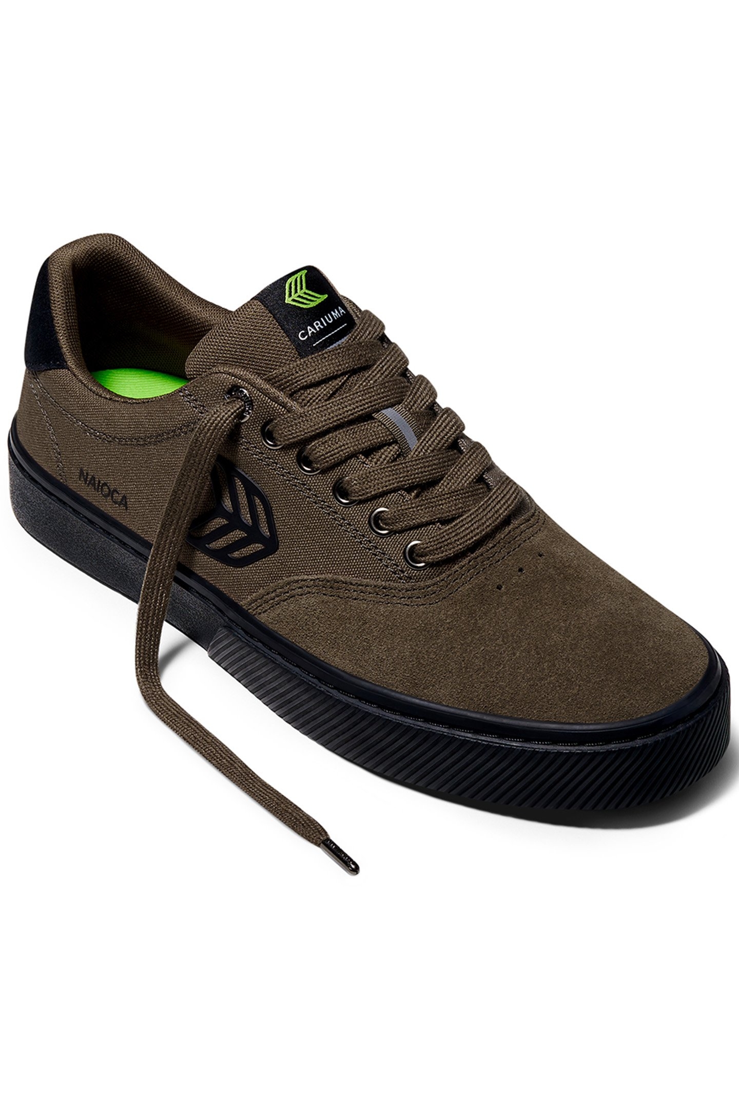 NAIOCA PRO KHAKI SUEDE AND CANVAS BLACK LOGO SNEAKER 2