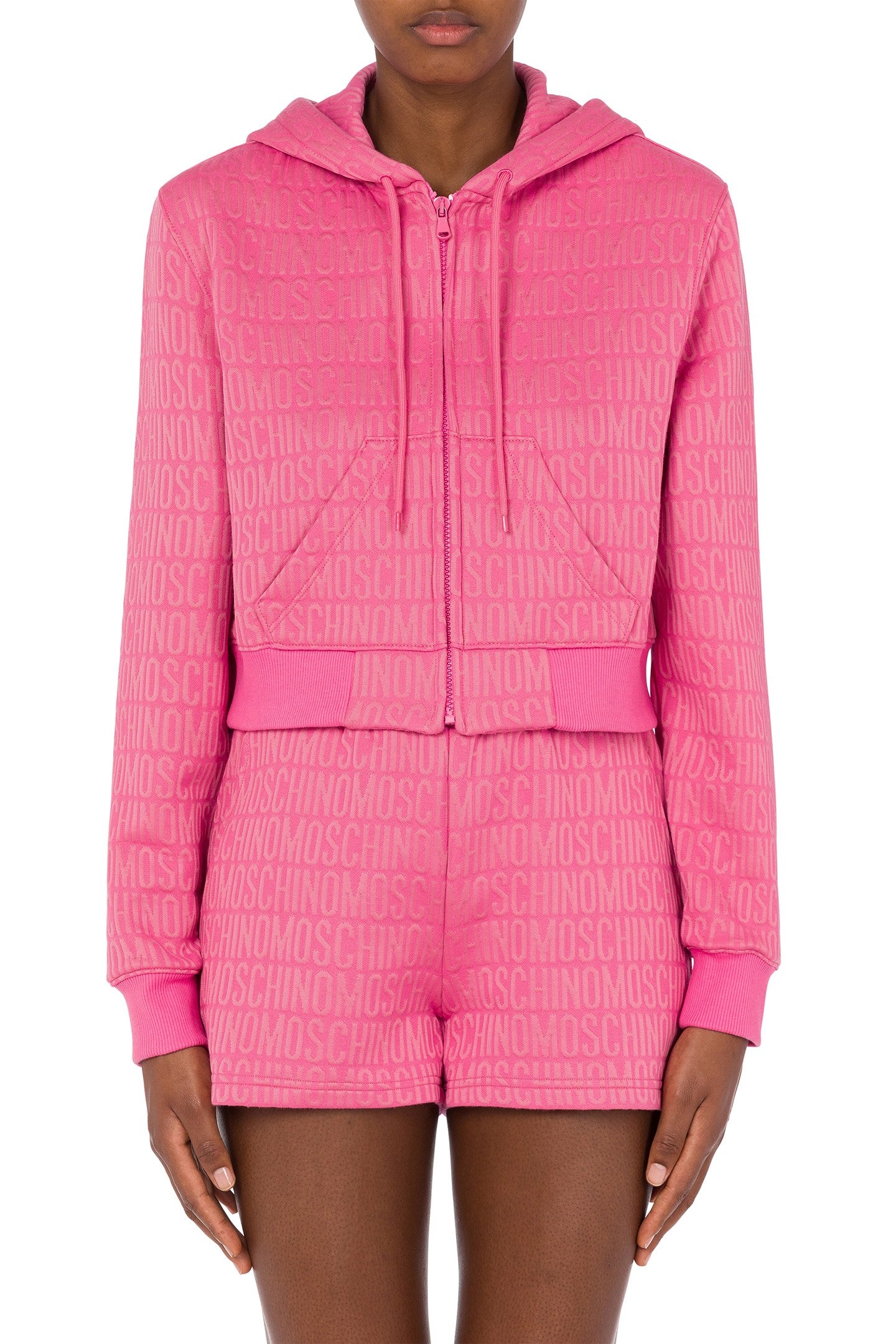 ALLOVER LOGO COTTON BLEND SWEATSHIRT PINK 1