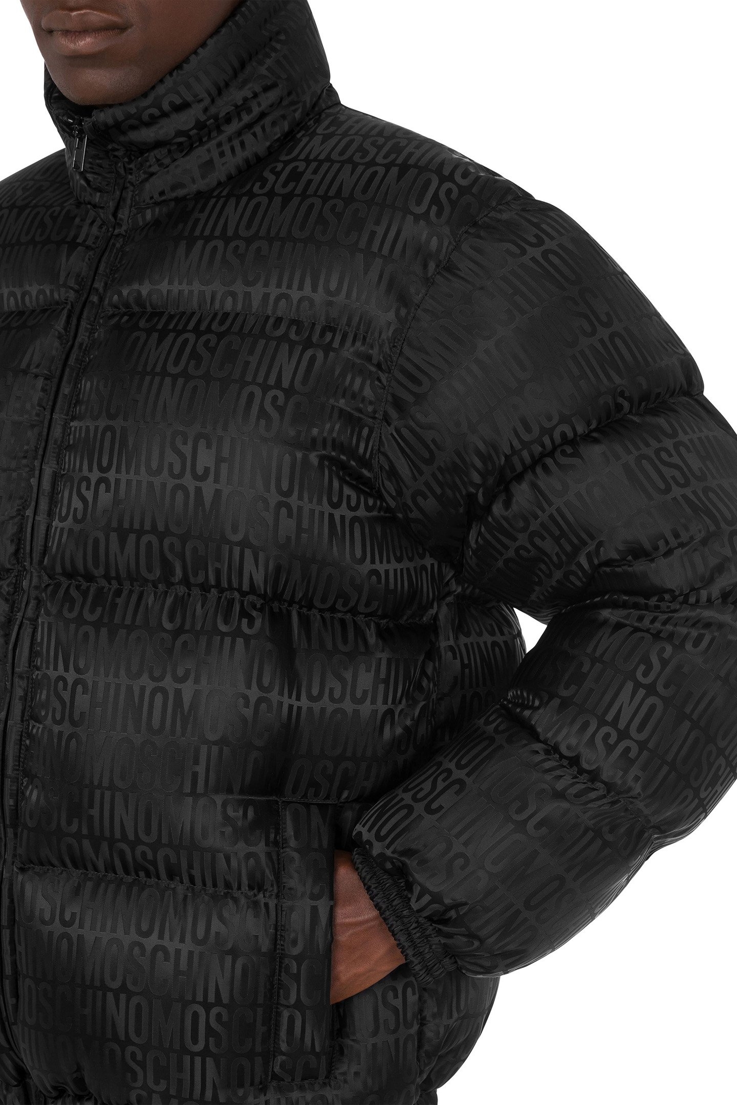 ALLOVER LOGO JACQUARD NYLON DOWN JACKET BLACK 4