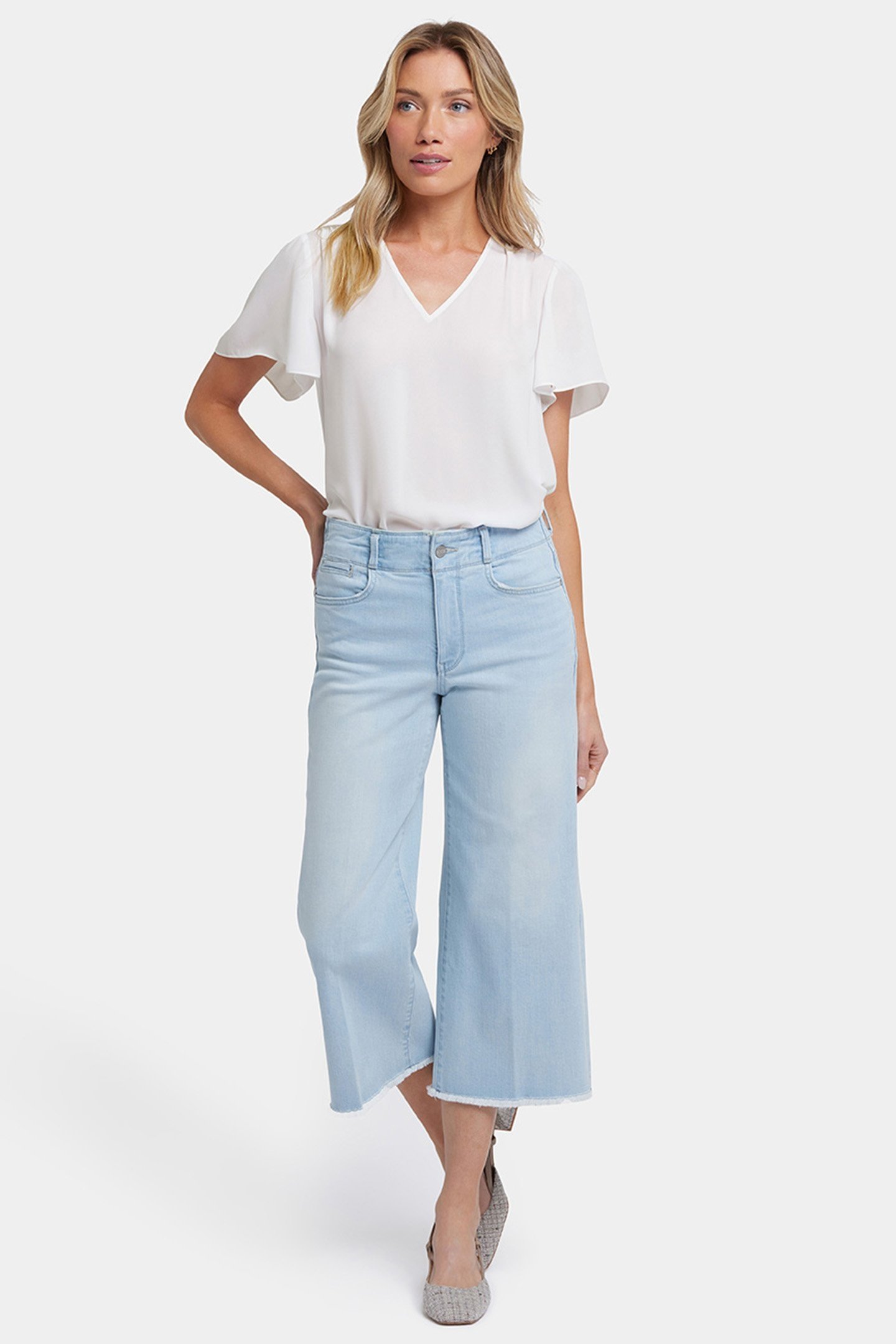 BRIGITTE WIDE LEG CAPRI CLEAR WATER 1