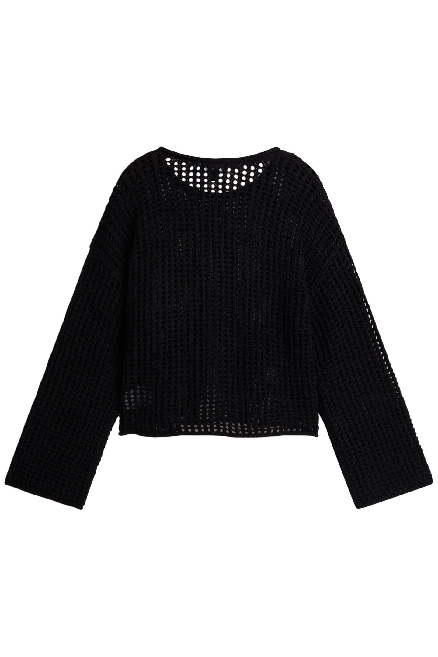 MILA OPEN KNIT CROP CREW BLACK 2