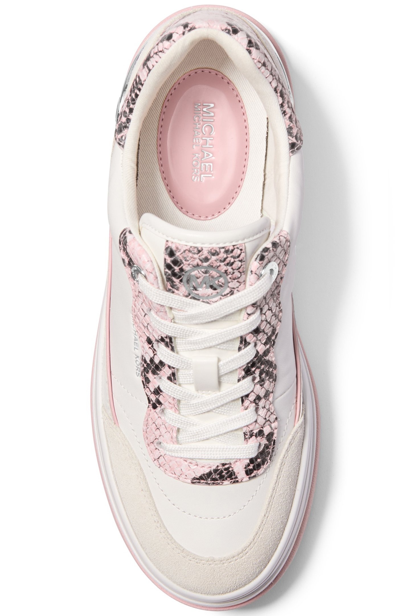HAYES LACE UP TRAINER IN WHITE AND PINK 3