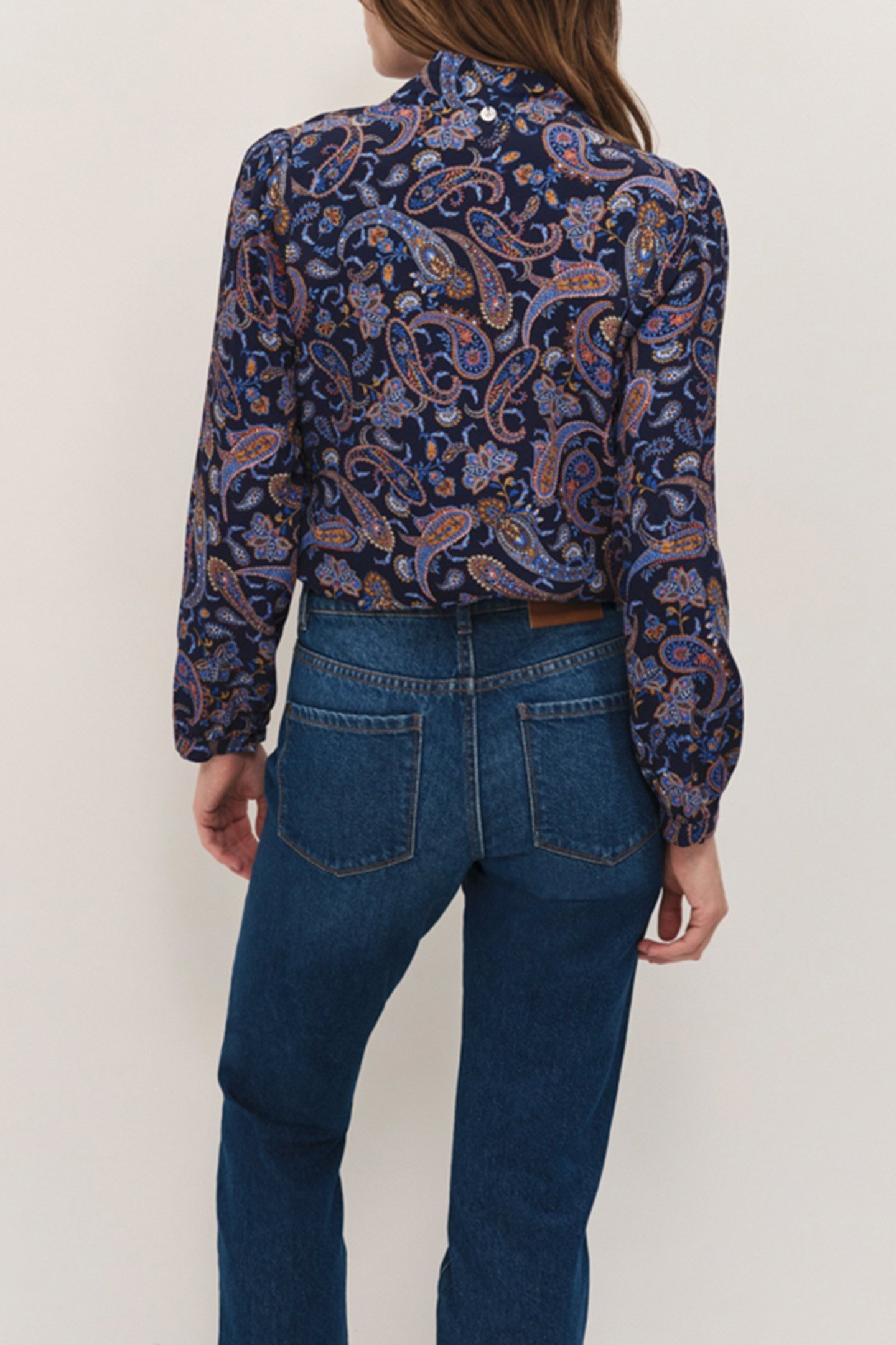 CARA NAVY NEO CASHMERE PRINT BLOUSE 2