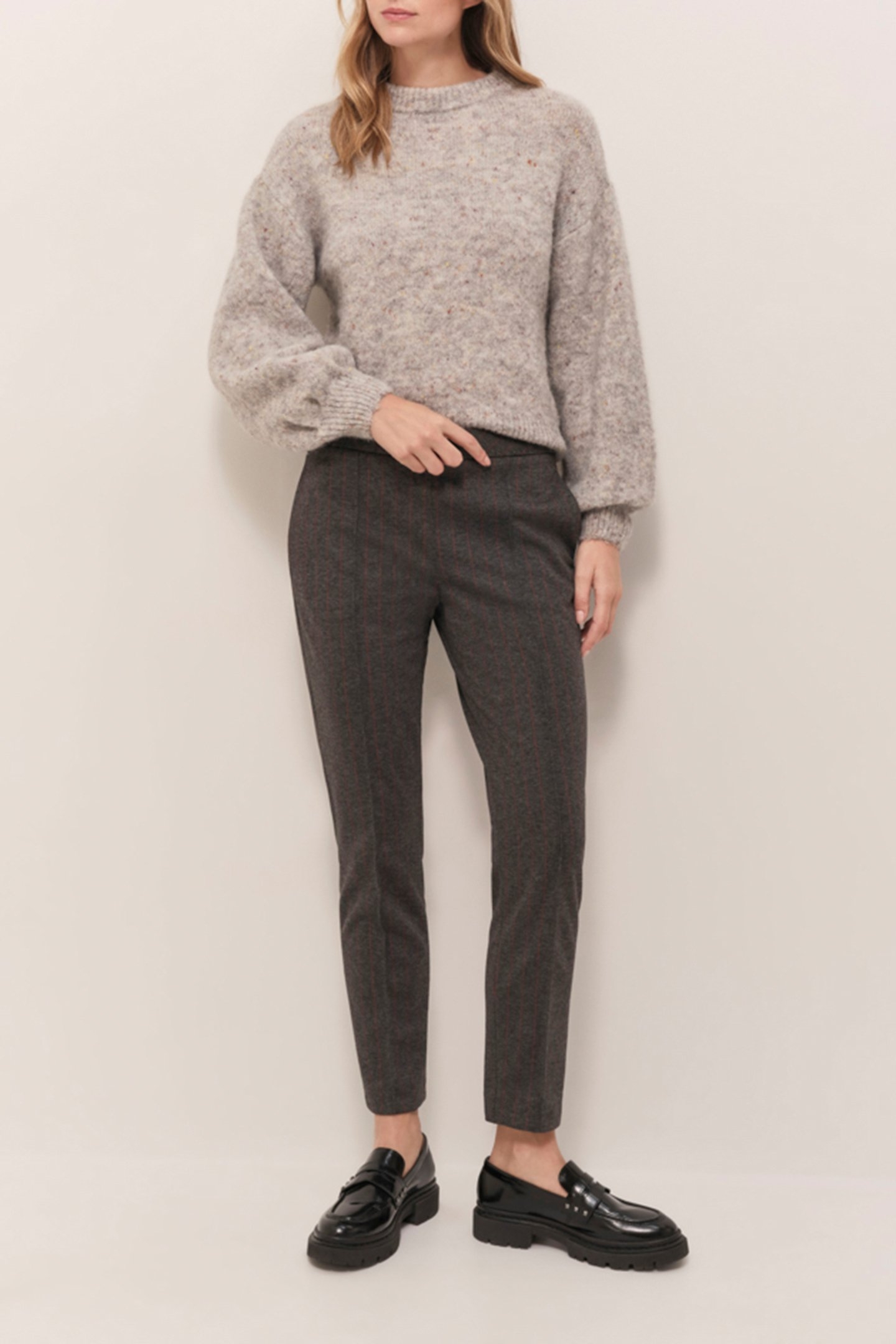 PAN - CHARCOAL GREY MILANO KNITTED CIGARETTE TROUSERS WITH 7 3